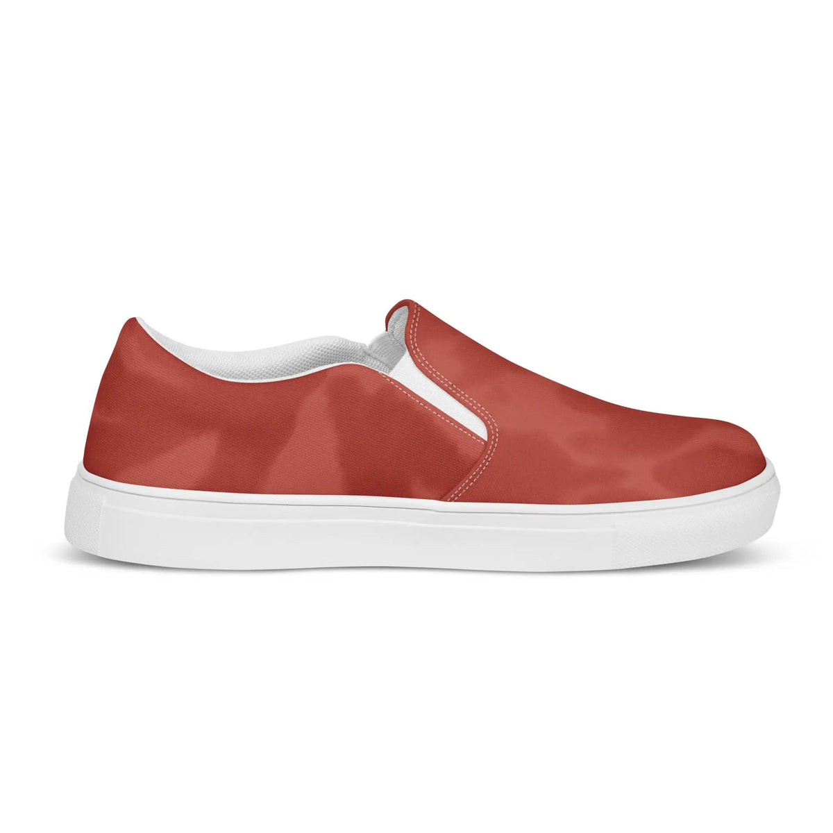 Men’s slip-on canvas shoes by Simples Market in red with a white sole.