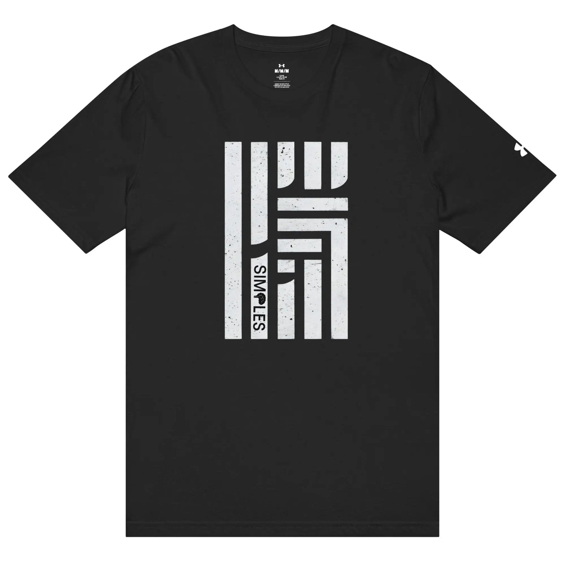Under Armour athletic t-shirt in black with a large vertical white graphic on the front.