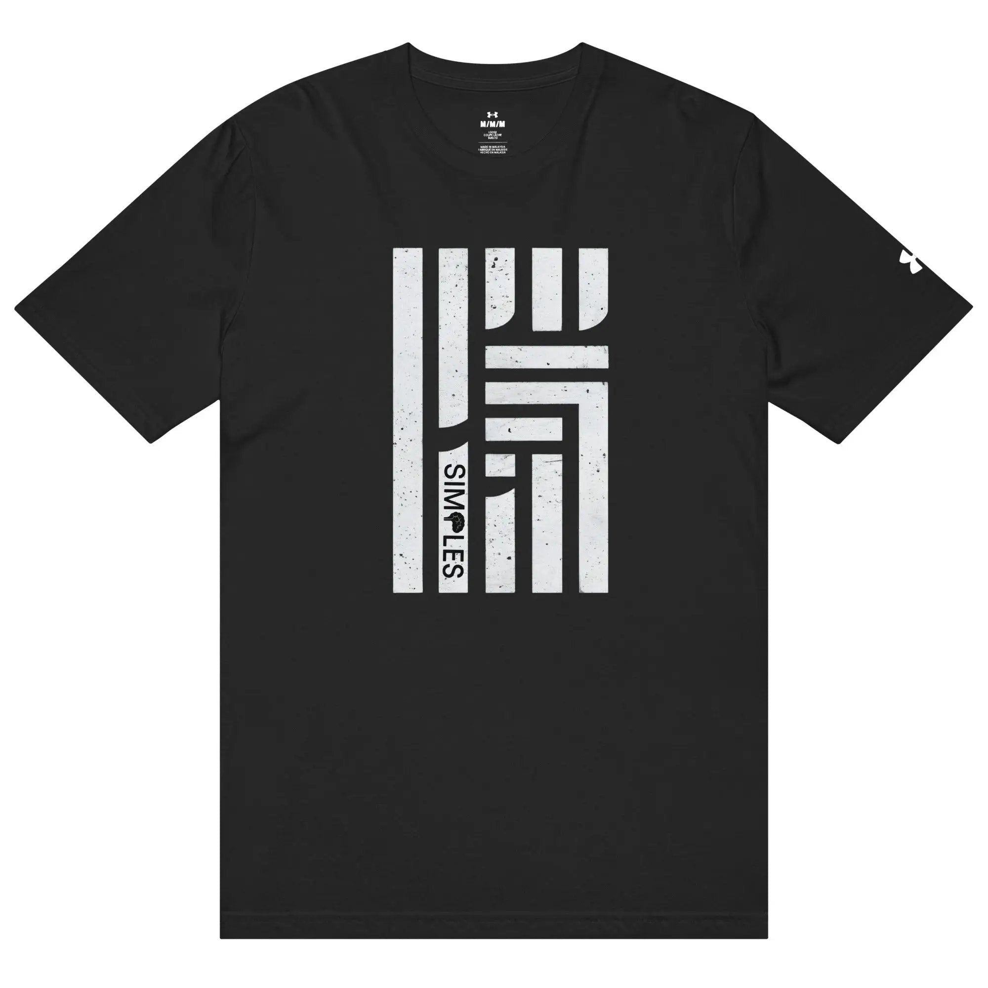 Under Armour athletic t-shirt in black with a large vertical white graphic on the front.