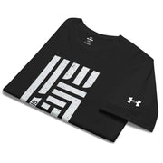 Under Armour athletic t-shirt, black with large white distressed stripes graphic and UA logo