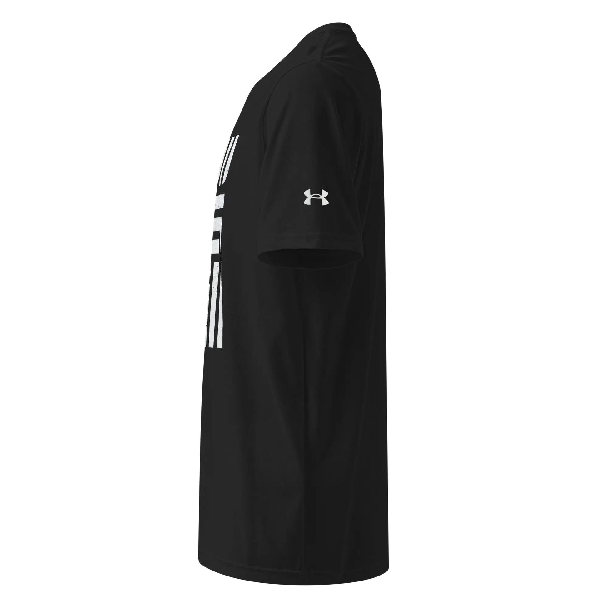 Under Armour athletic t-shirt in black with white logo on sleeve