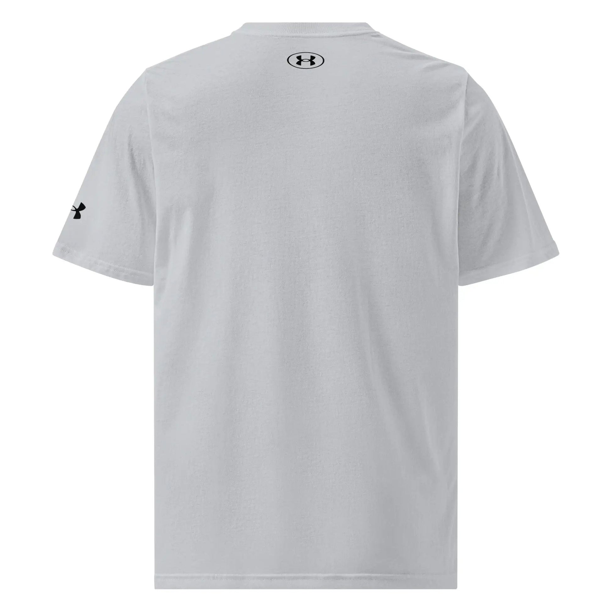 Under Armour athletic t-shirt, light gray with UA logos on back neck and sleeve