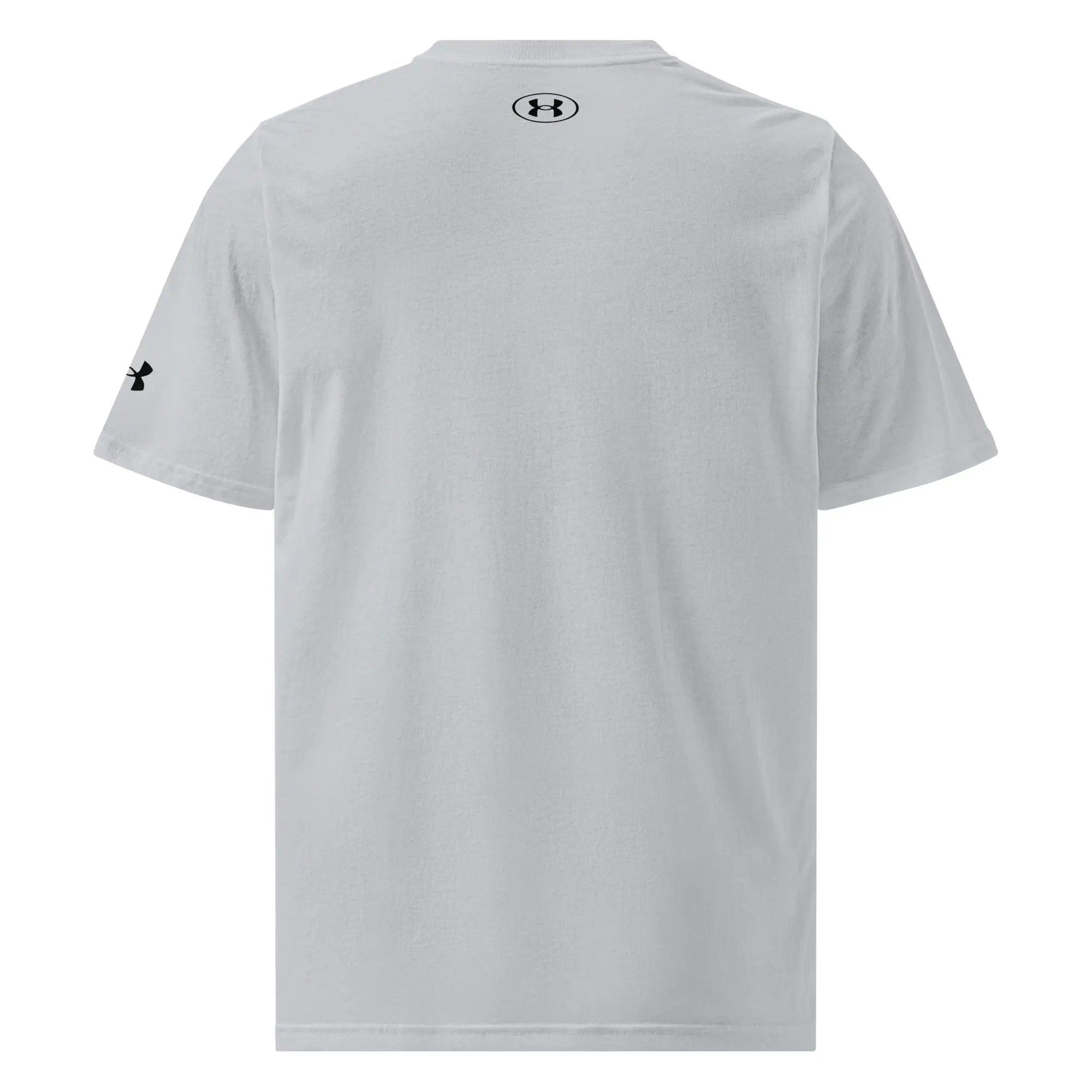 Under Armour athletic t-shirt, light gray with UA logos on back neck and sleeve