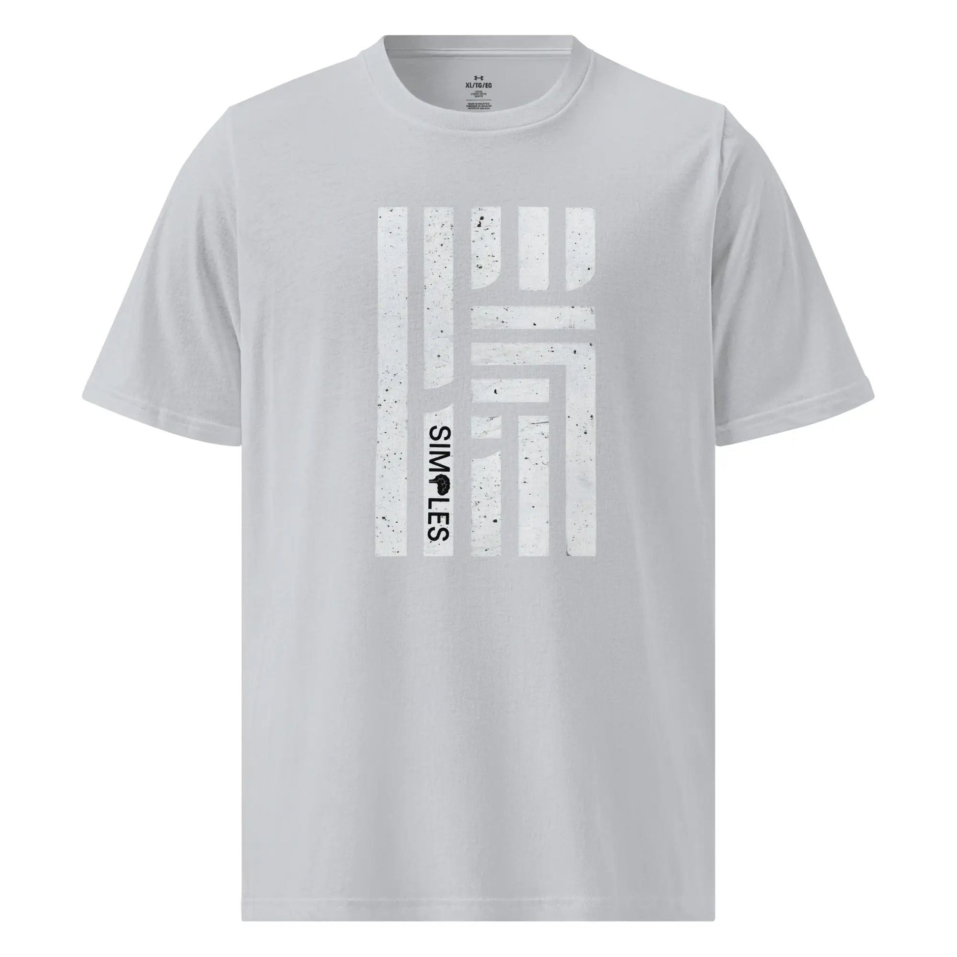 Under Armour athletic t-shirt, light gray with large distressed vertical stripe graphic