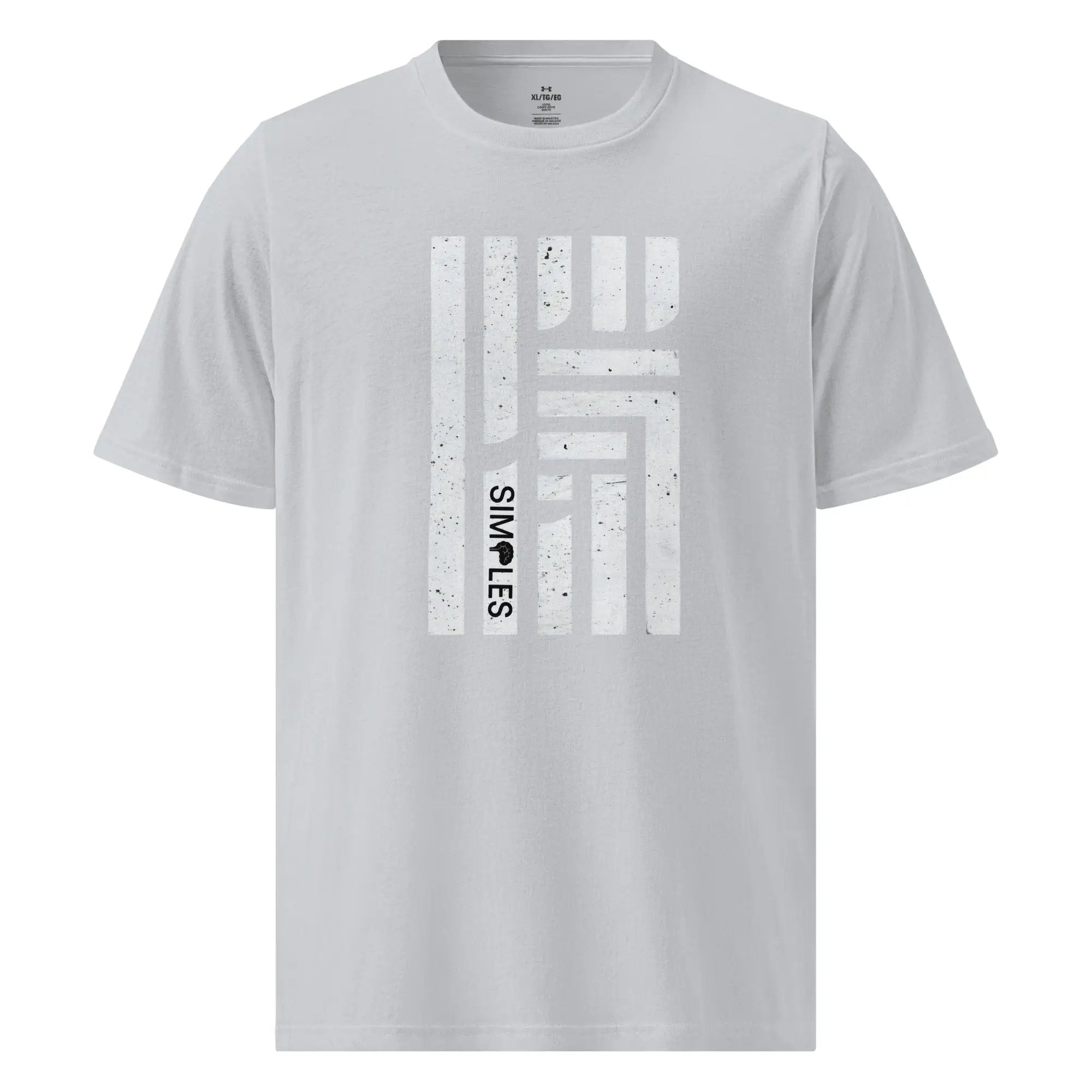 Under Armour athletic t-shirt, light gray with large distressed vertical stripe graphic