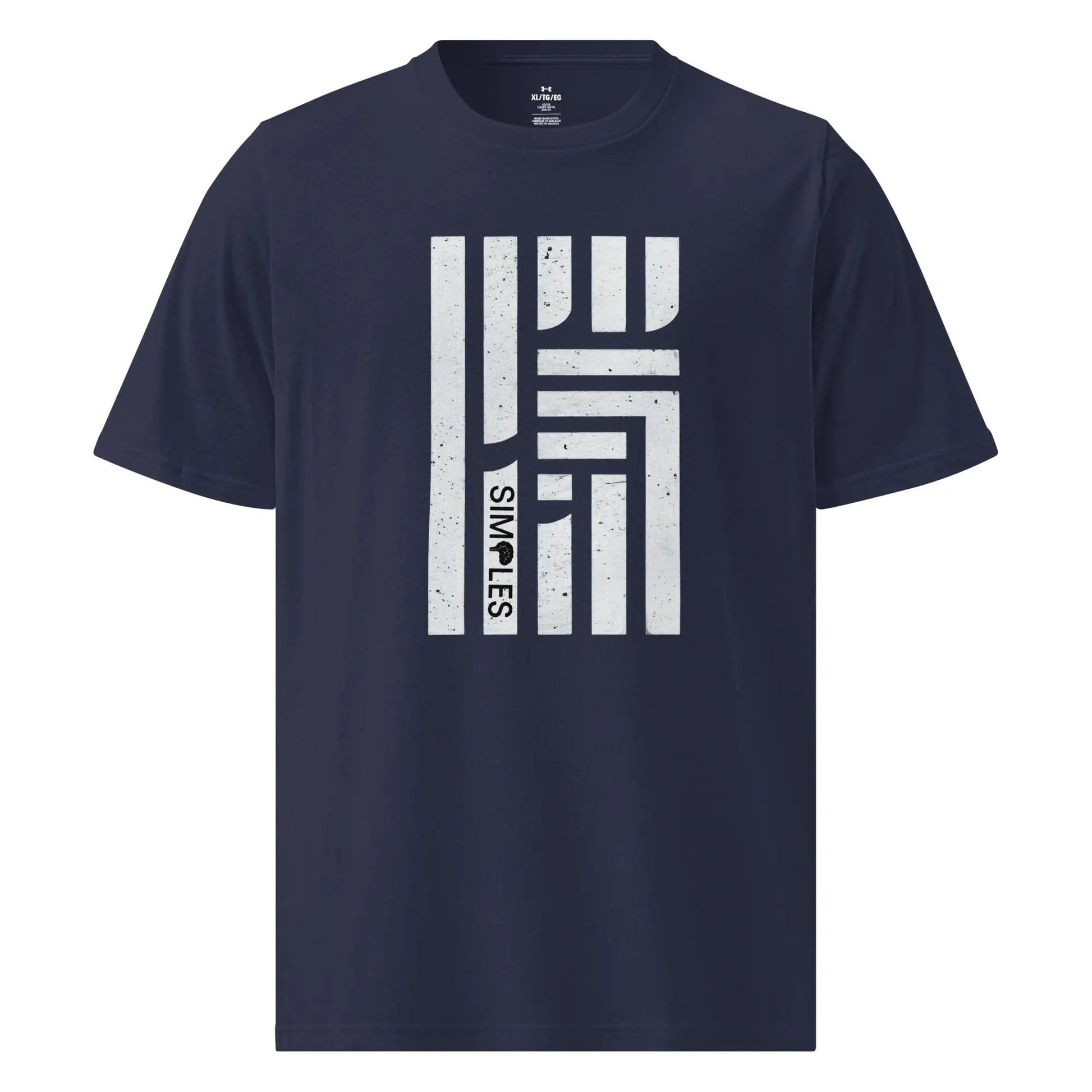Under Armour athletic t-shirt, navy with large white distressed graphic on front, crew neck