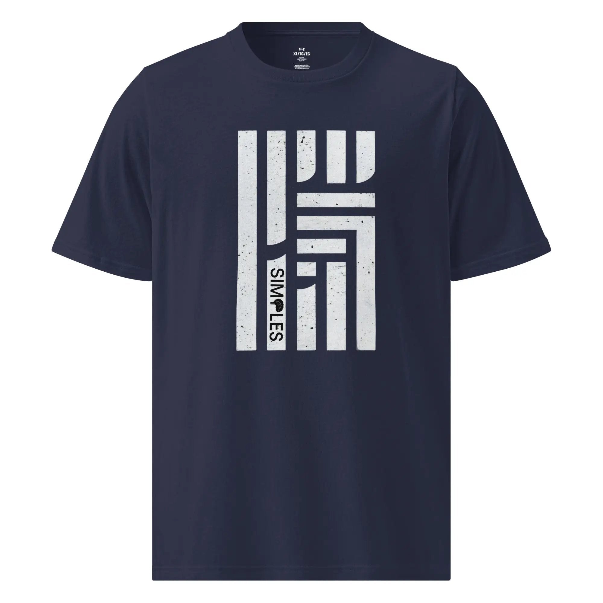 Under Armour athletic t-shirt, navy with large white distressed graphic on front, crew neck