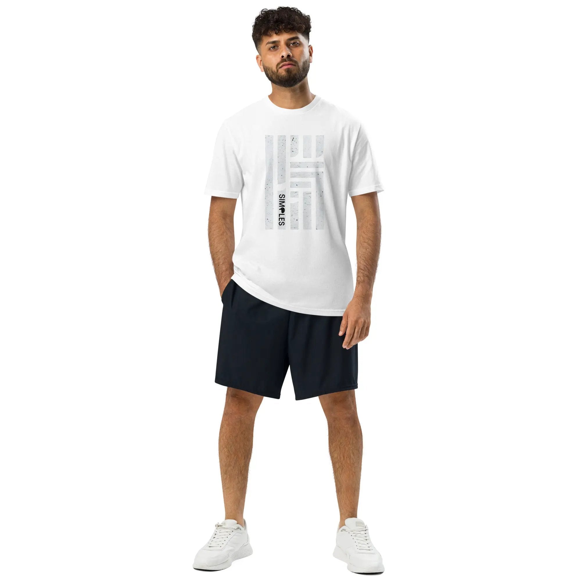 Under Armour athletic t-shirt, white with gray vertical bar graphic