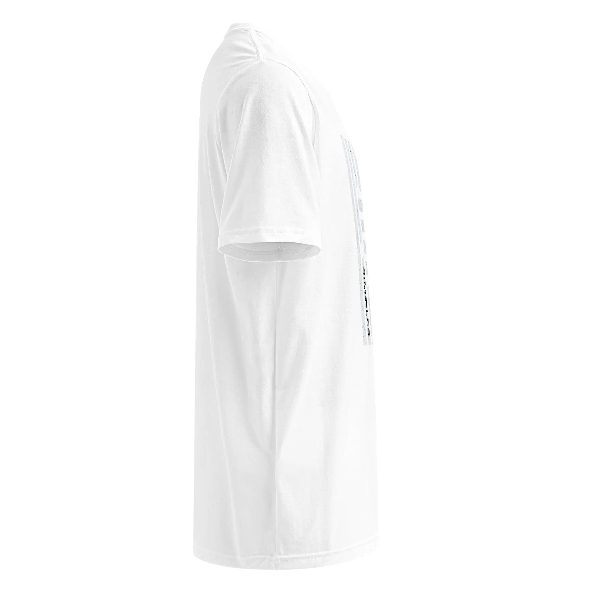 Under Armour athletic T-shirt, white, short-sleeve, shown on a torso form.