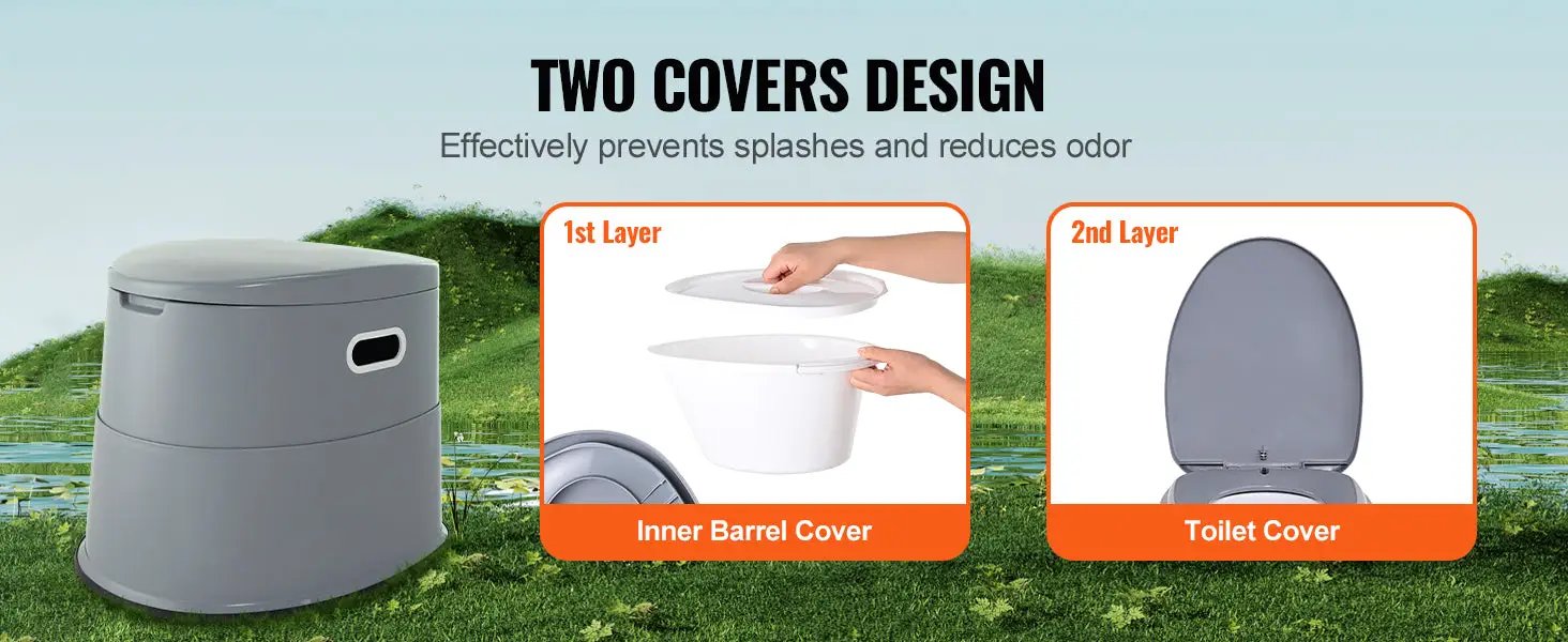 Simples Market SucceBuy gray portable camping toilet with detachable inner bucket and two-layer design