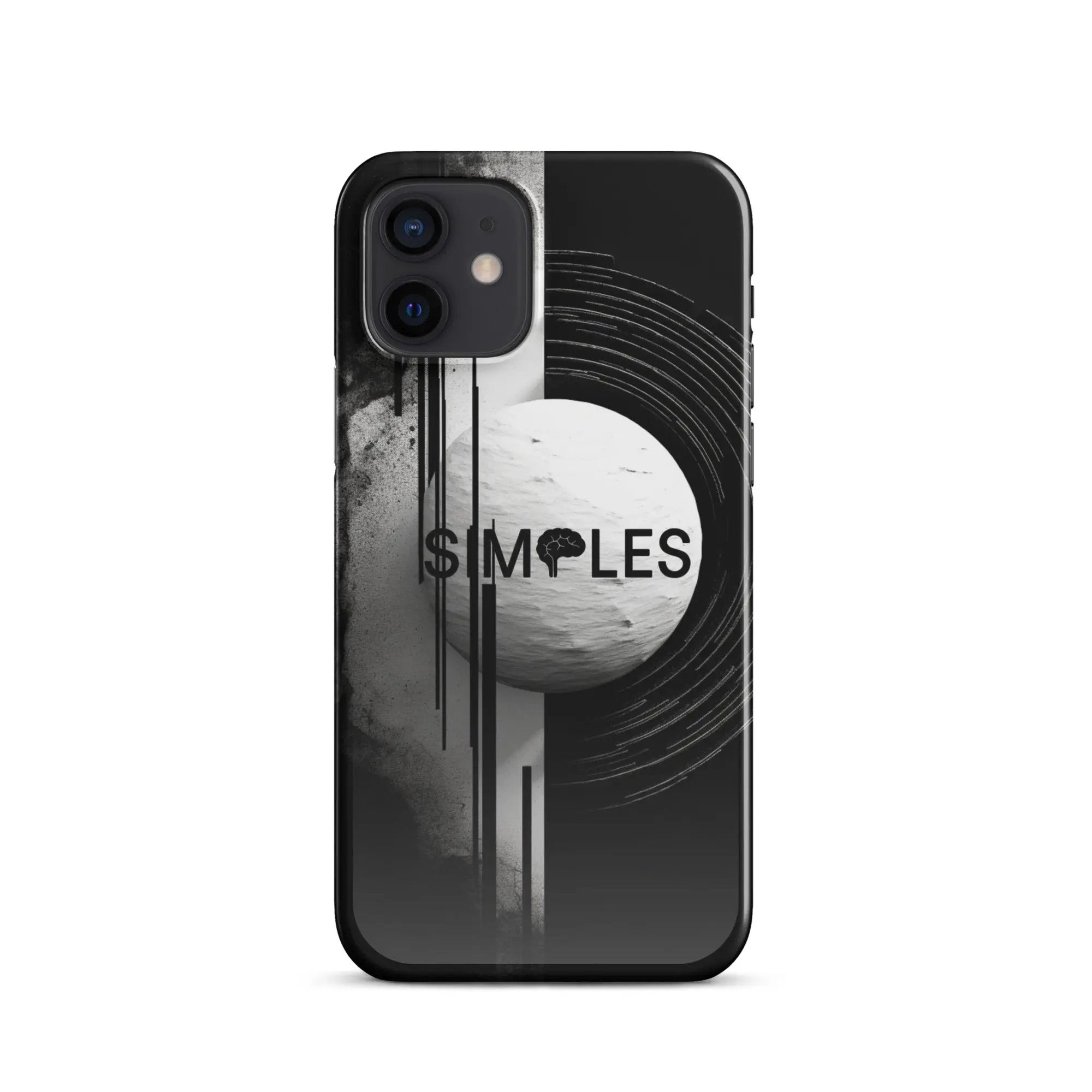 Snap case for iPhone by Simples Market; black case with gray abstract curved lines