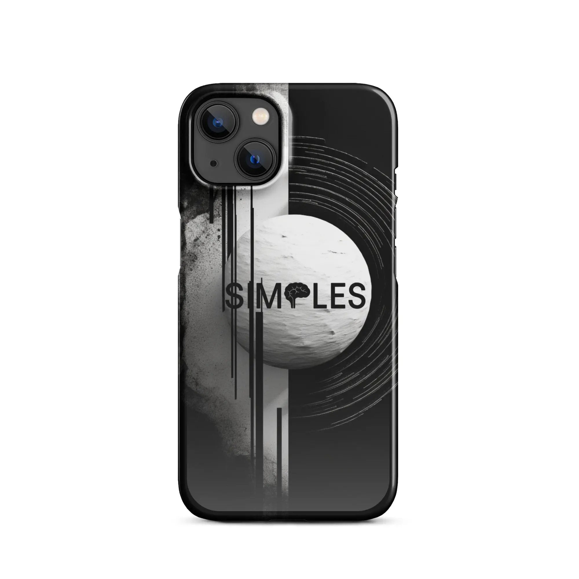 Snap case for iPhone by Simples Market in black with grayscale abstract graphics.
