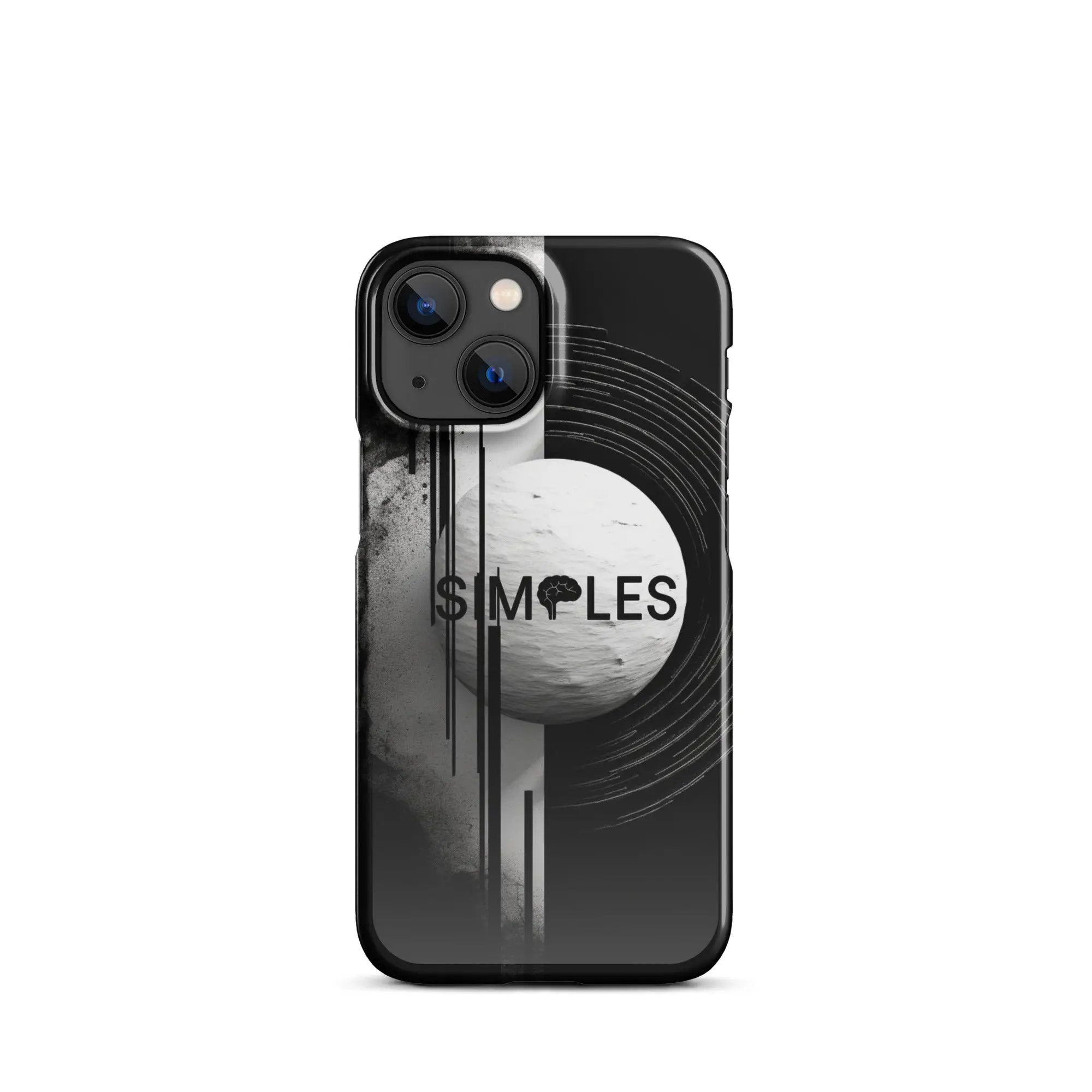 Snap case for iPhone by Simples Market in black with abstract circular artwork.