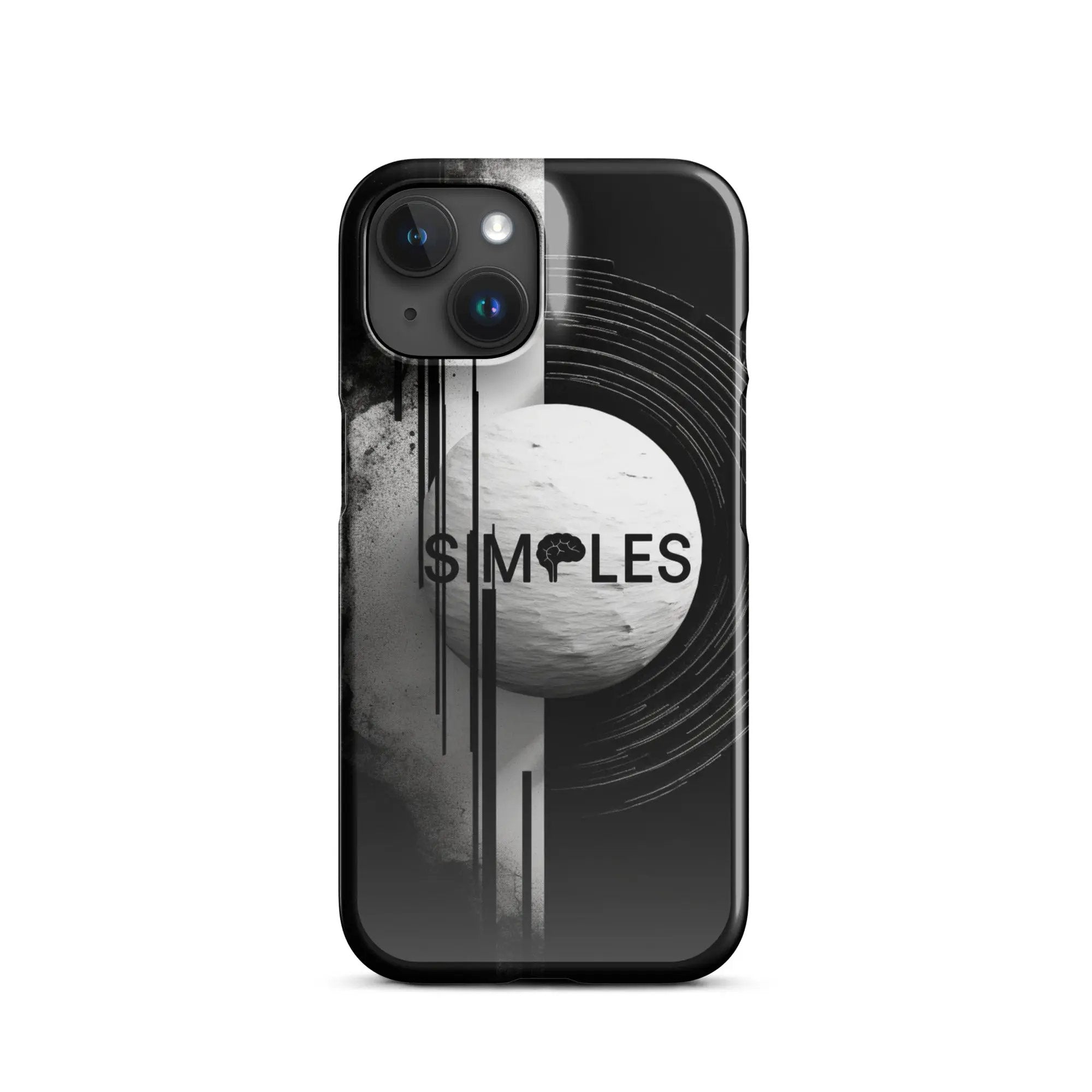 Snap case for iPhone by Simples Market; black and gray abstract graphic design.