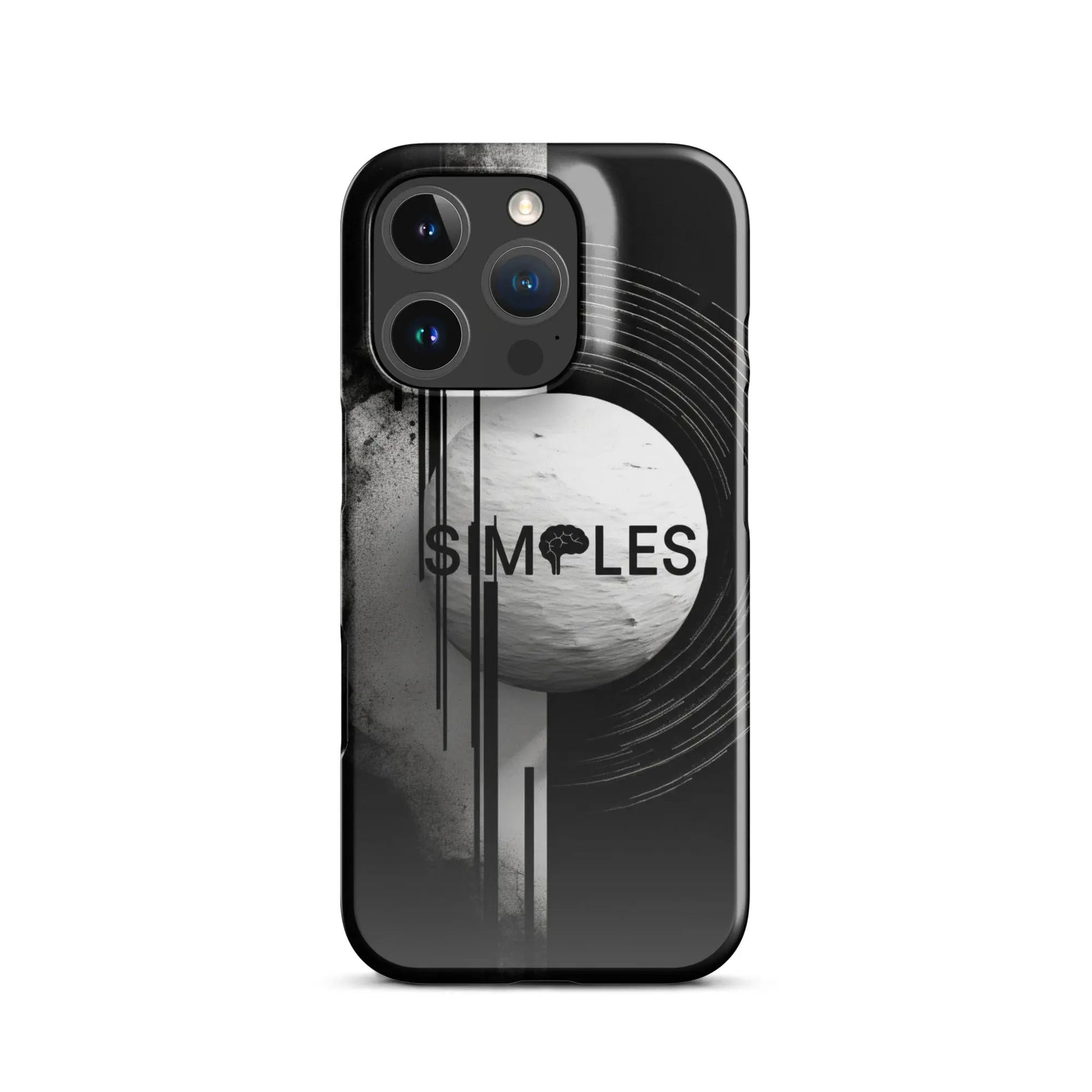 Snap case for iPhone by Simples Market in black with abstract circular rings design.
