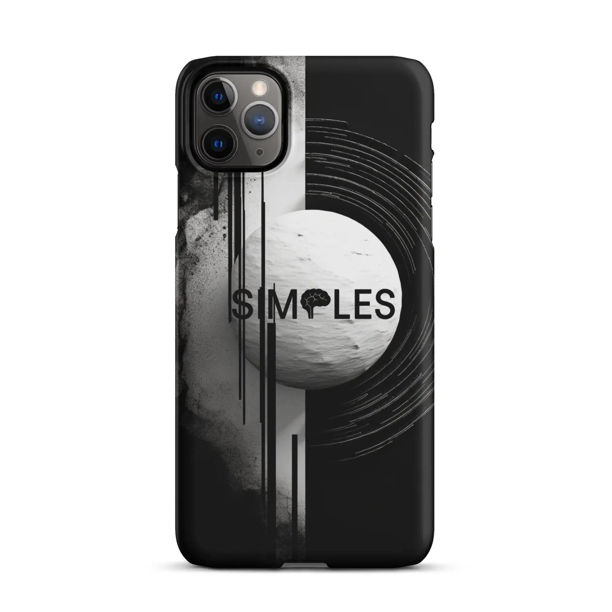 Snap case for iPhone by Simples Market, black with abstract gray graphic.