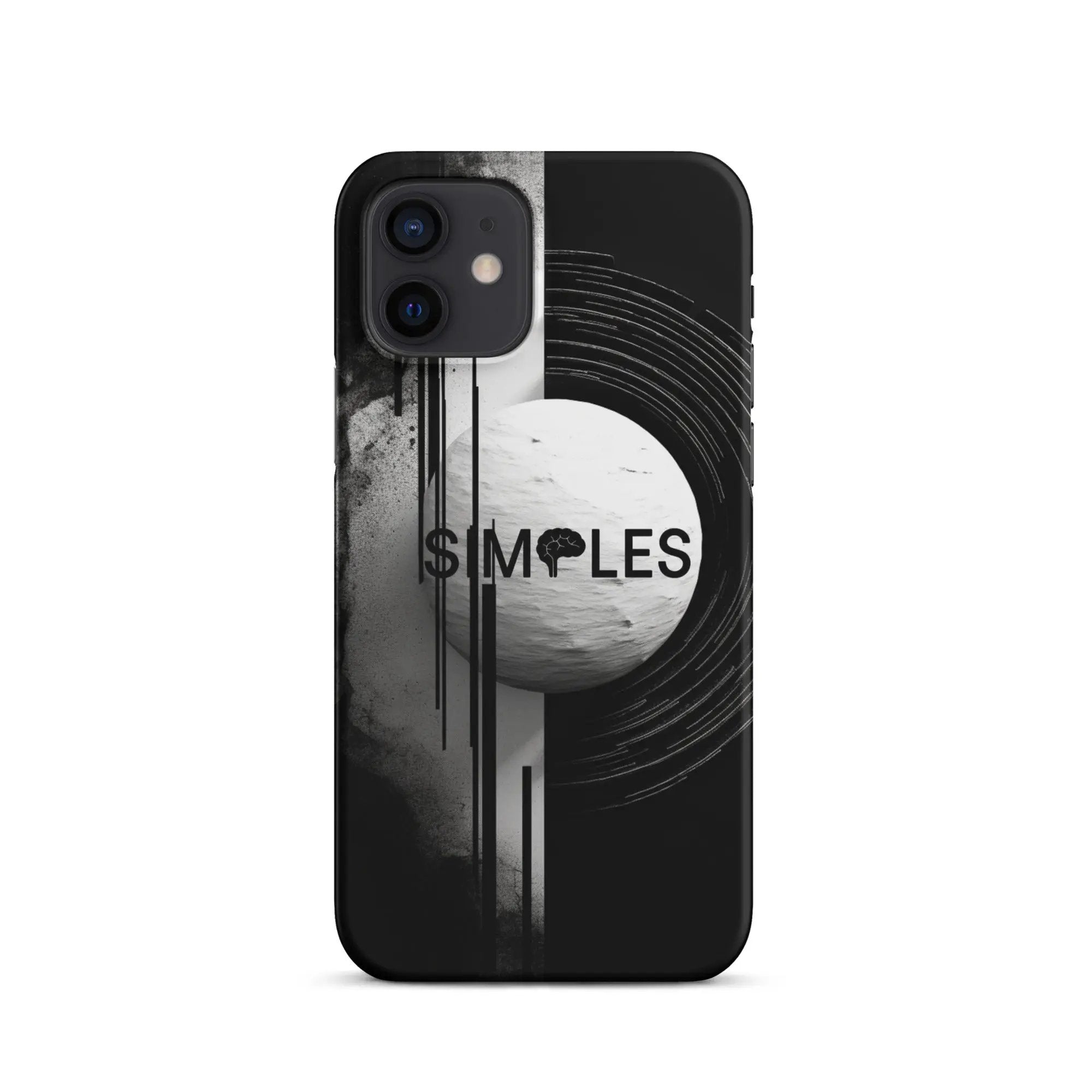 Snap case for iPhone by Simples Market; black case with abstract grayscale graphic