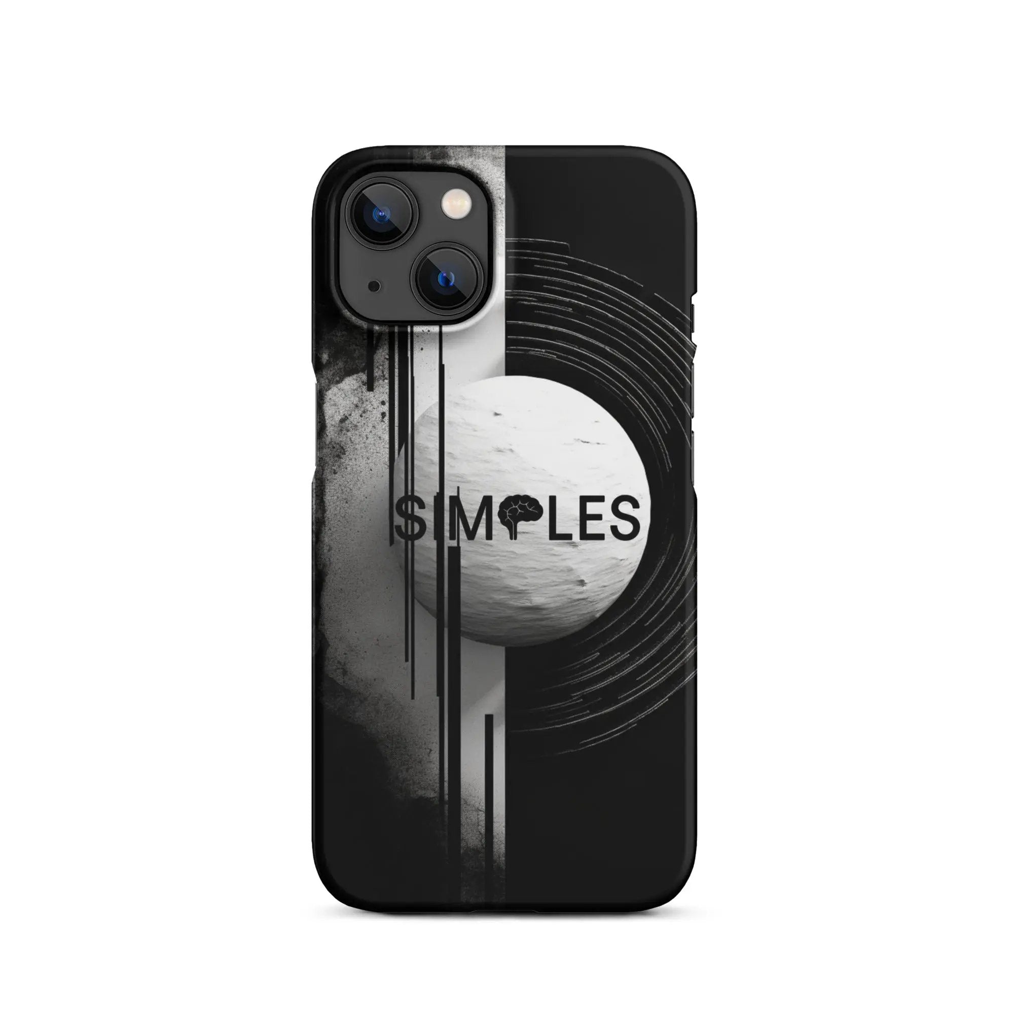 Snap case for iPhone by Simples Market, black with abstract monochrome artwork.