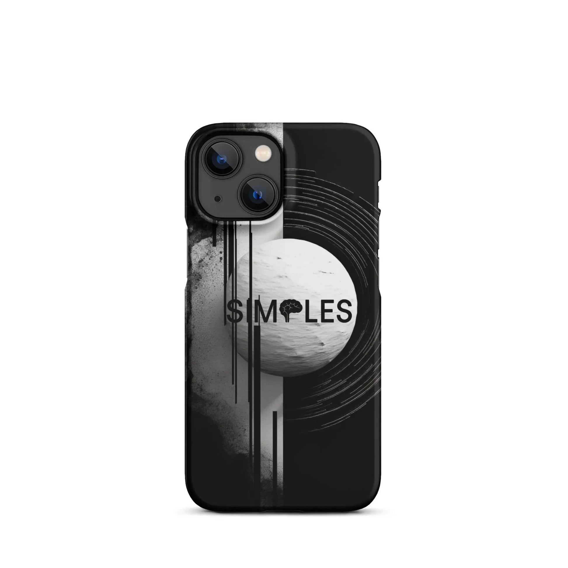 Snap case for iPhone by Simples Market in black with abstract circular swirl design.