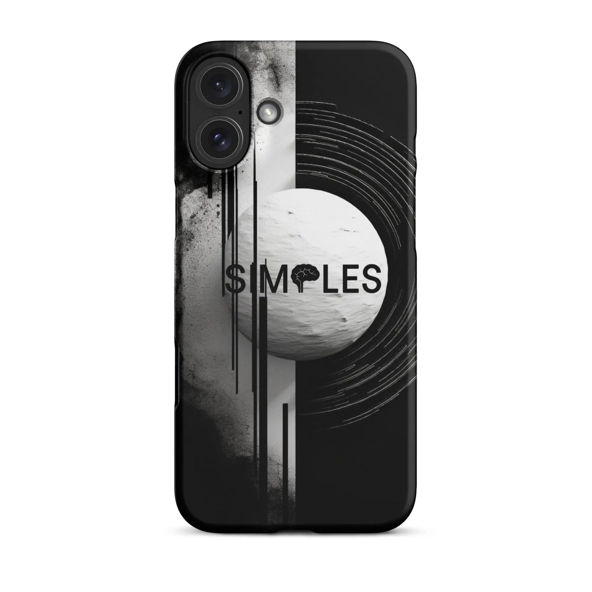 Snap case for iPhone by Simples Market; black case with abstract grayscale artwork