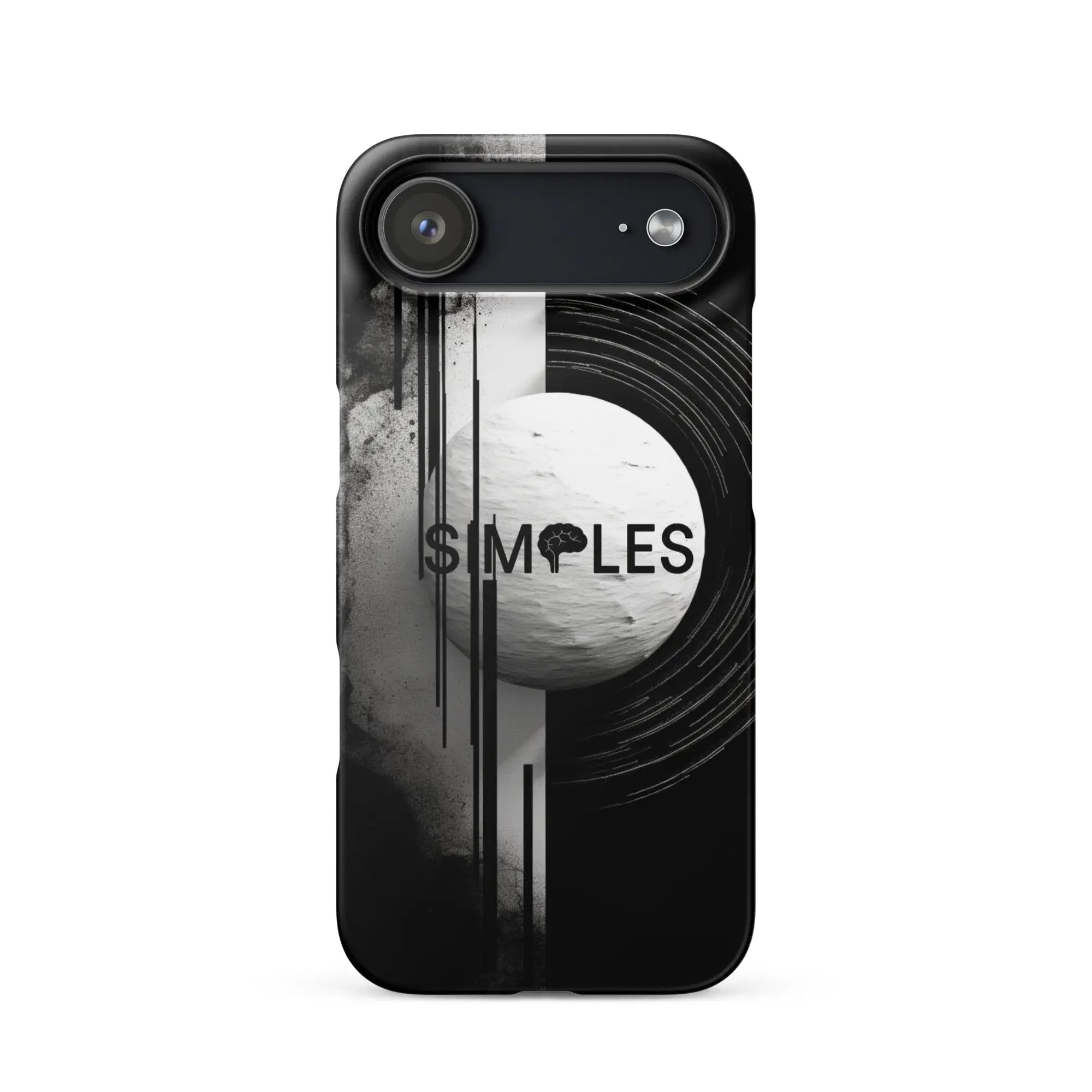 Snap case for iPhone by Simples Market; black case with gray abstract graphic art
