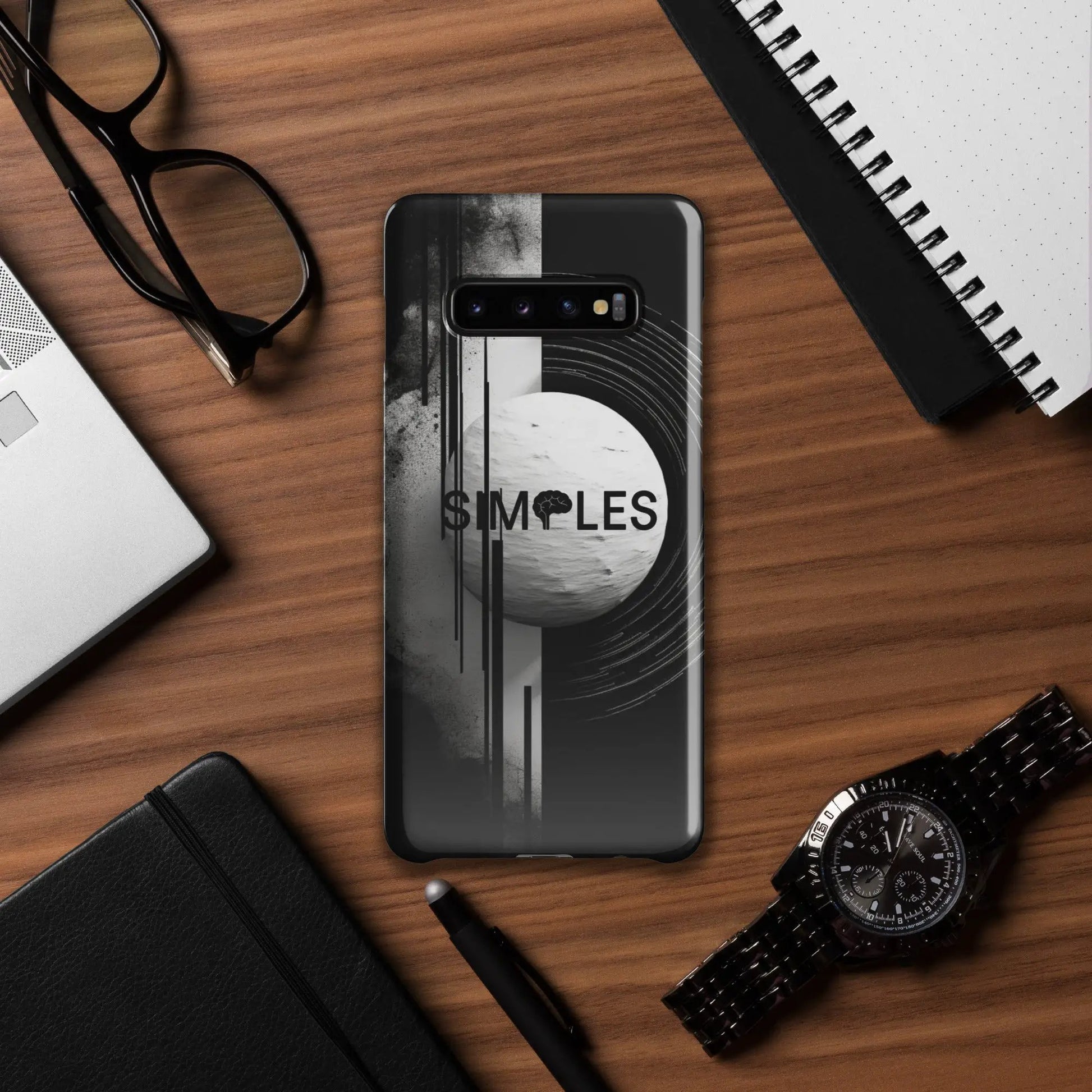 Snap case for Samsung smartphone with black and gray abstract artwork by Simples Market