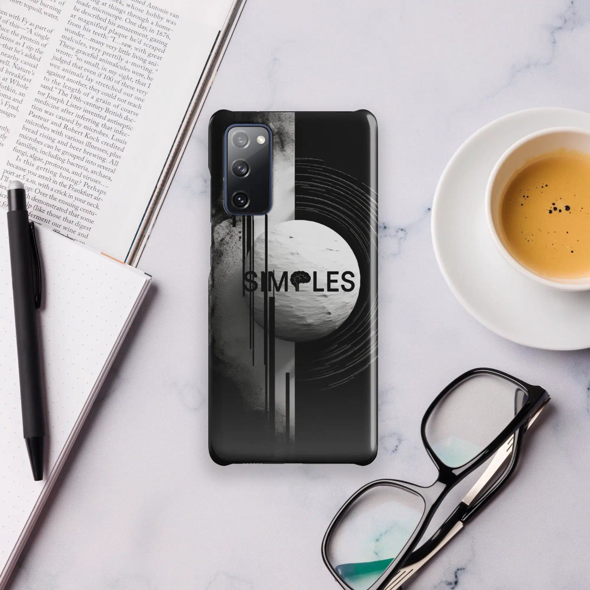 Snap case for Samsung® phone, black marble design, Simples Market