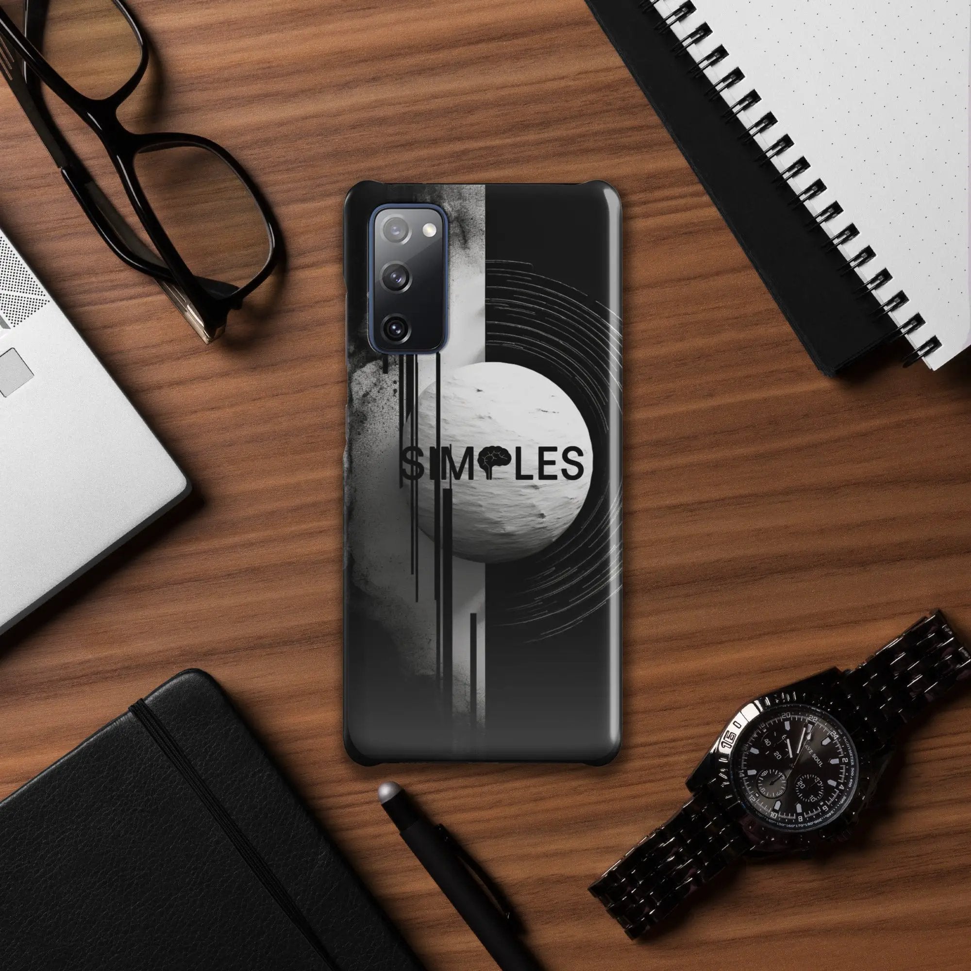 Snap case for Samsung phone by Simples Market; black protective case with abstract vinyl graphic