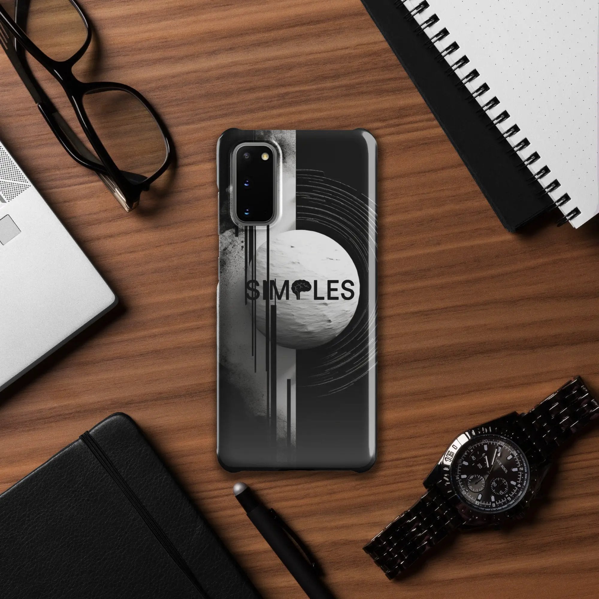 Snap case for Samsung by Simples Market; black phone case with gray abstract artwork