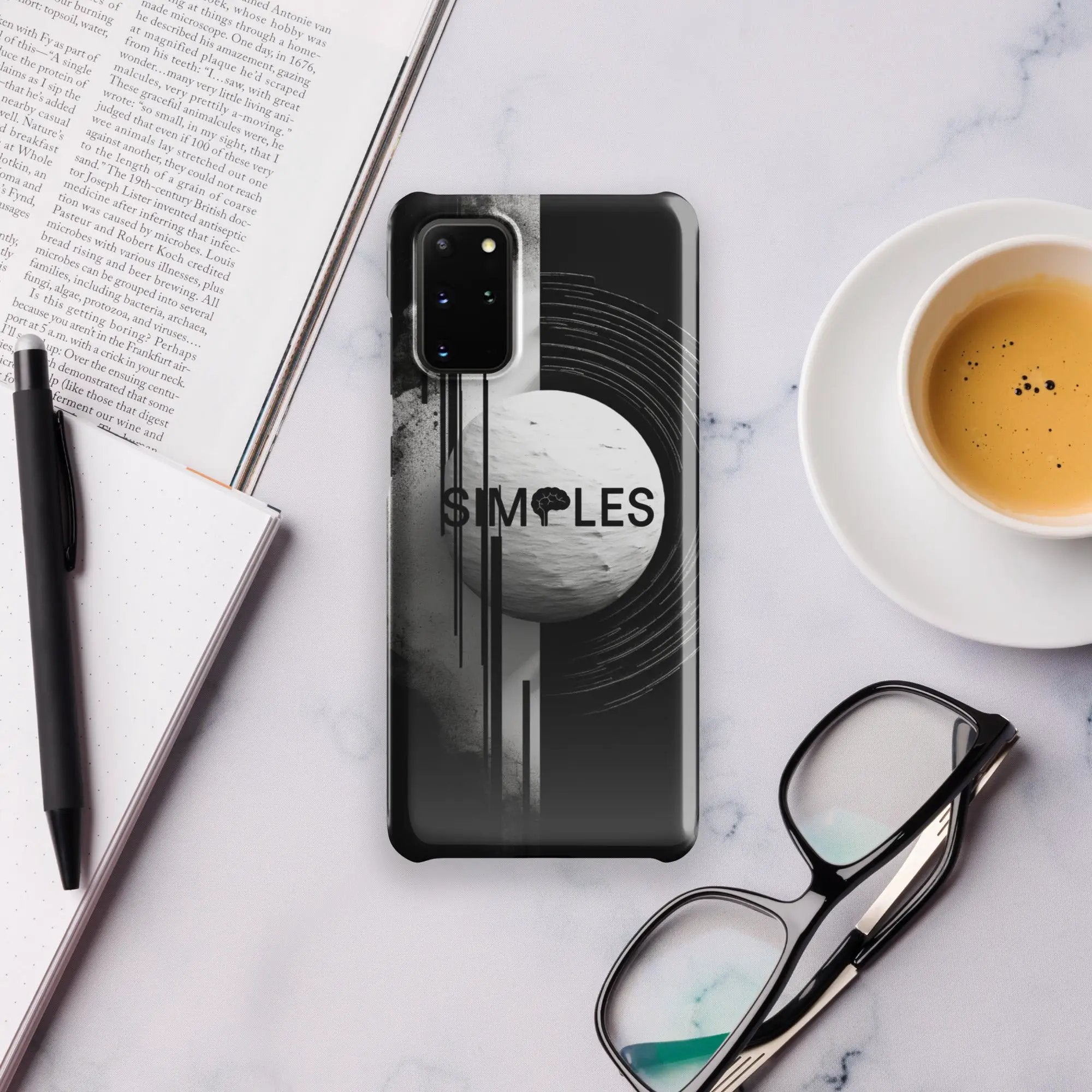 Simples Market snap case for Samsung smartphones; black protective cover with abstract graphic.