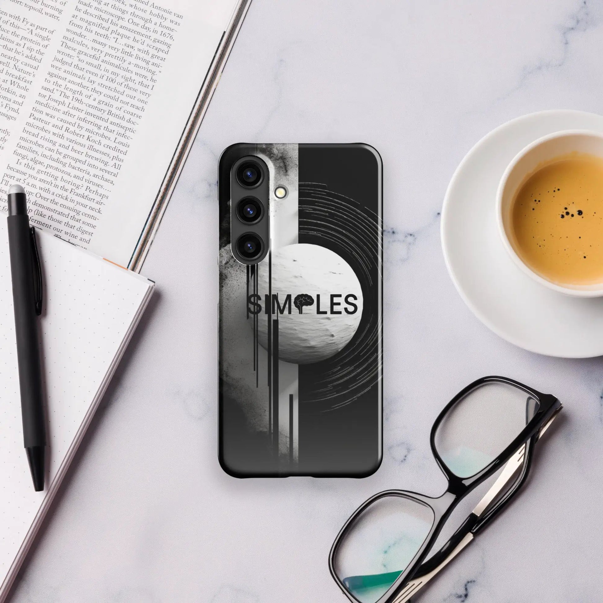 Snap case for Samsung by Simples Market; black case with grayscale circular ripple design