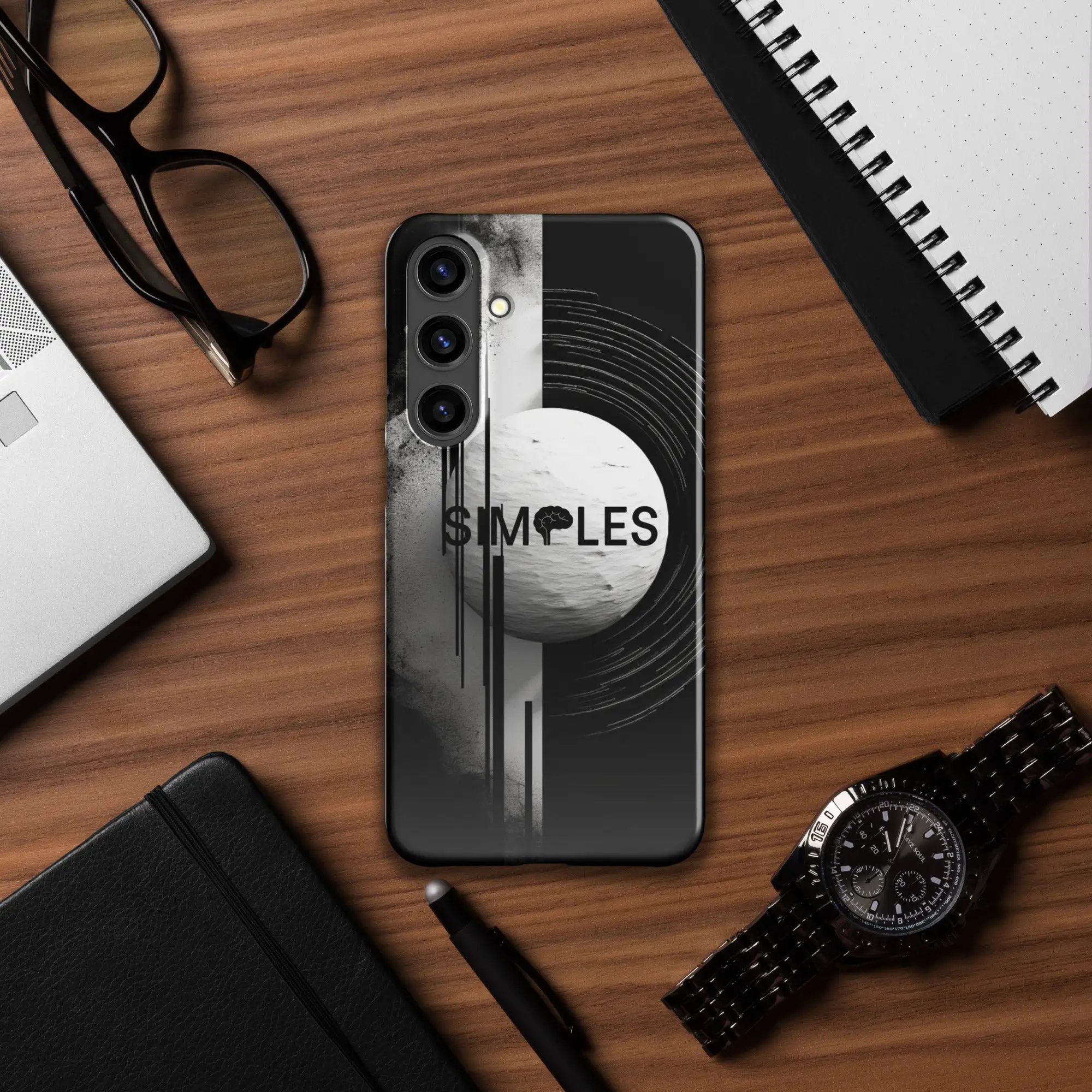 Snap case for Samsung Galaxy by Simples Market in black with monochrome abstract circle design.