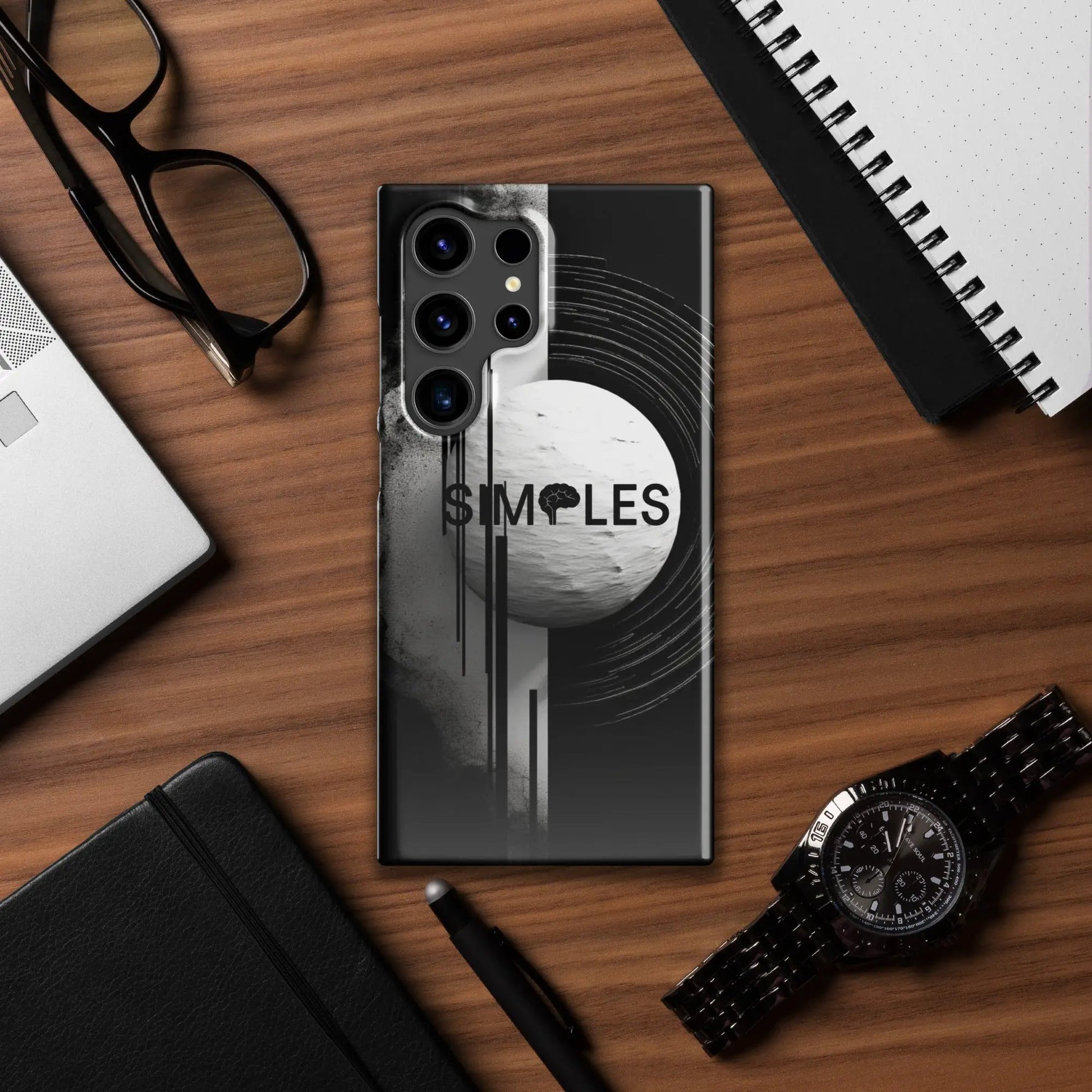 Simples Market Snap case for Samsung phone in black with abstract white graphic