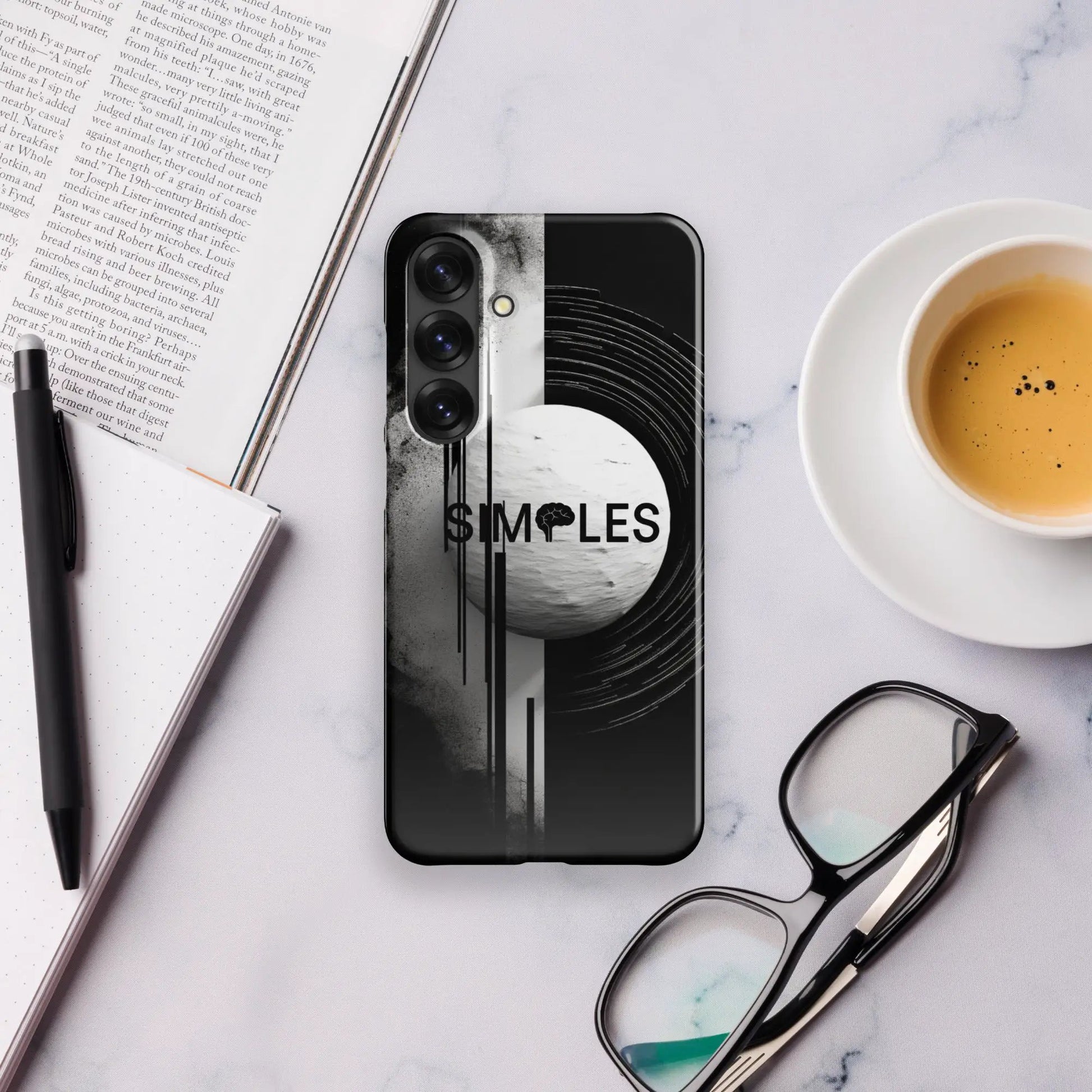 Snap case for Samsung by Simples Market; black phone case with grayscale vinyl record graphic