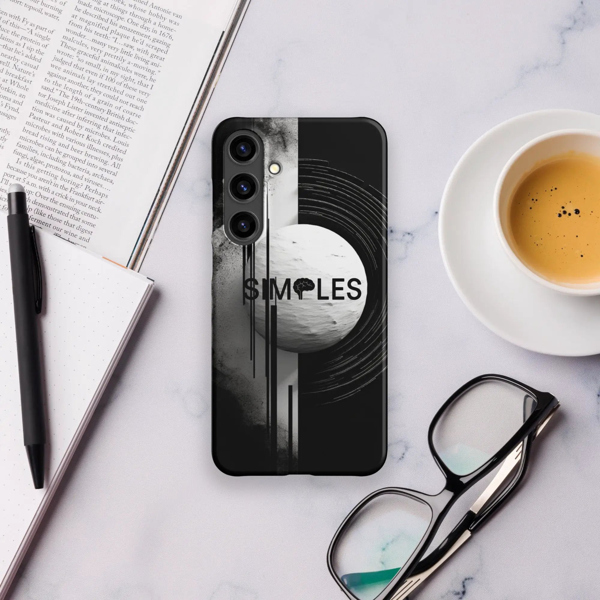 Snap case for Samsung by Simples Market, black with abstract swirl graphic design