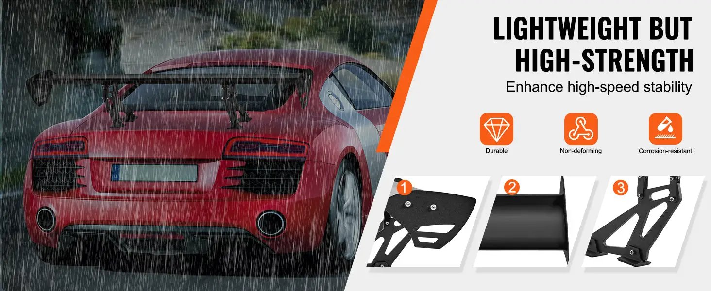 GT Wing car spoiler, 43.3-inch universal, lightweight aluminum rear wing by Simples Market