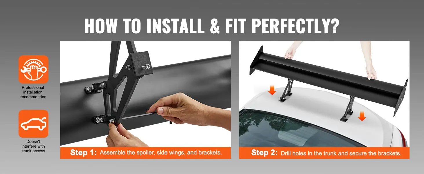 SucceBuy GT Wing car spoiler, 53.1 inch universal double-deck rear racing spoiler in black