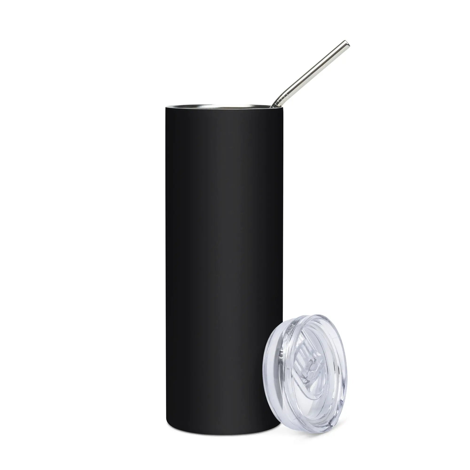 Stainless steel tumbler with black matte finish and clear lid (2-piece set)