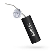 Stainless steel tumbler with metal straw and clear lid, Simples Market brand