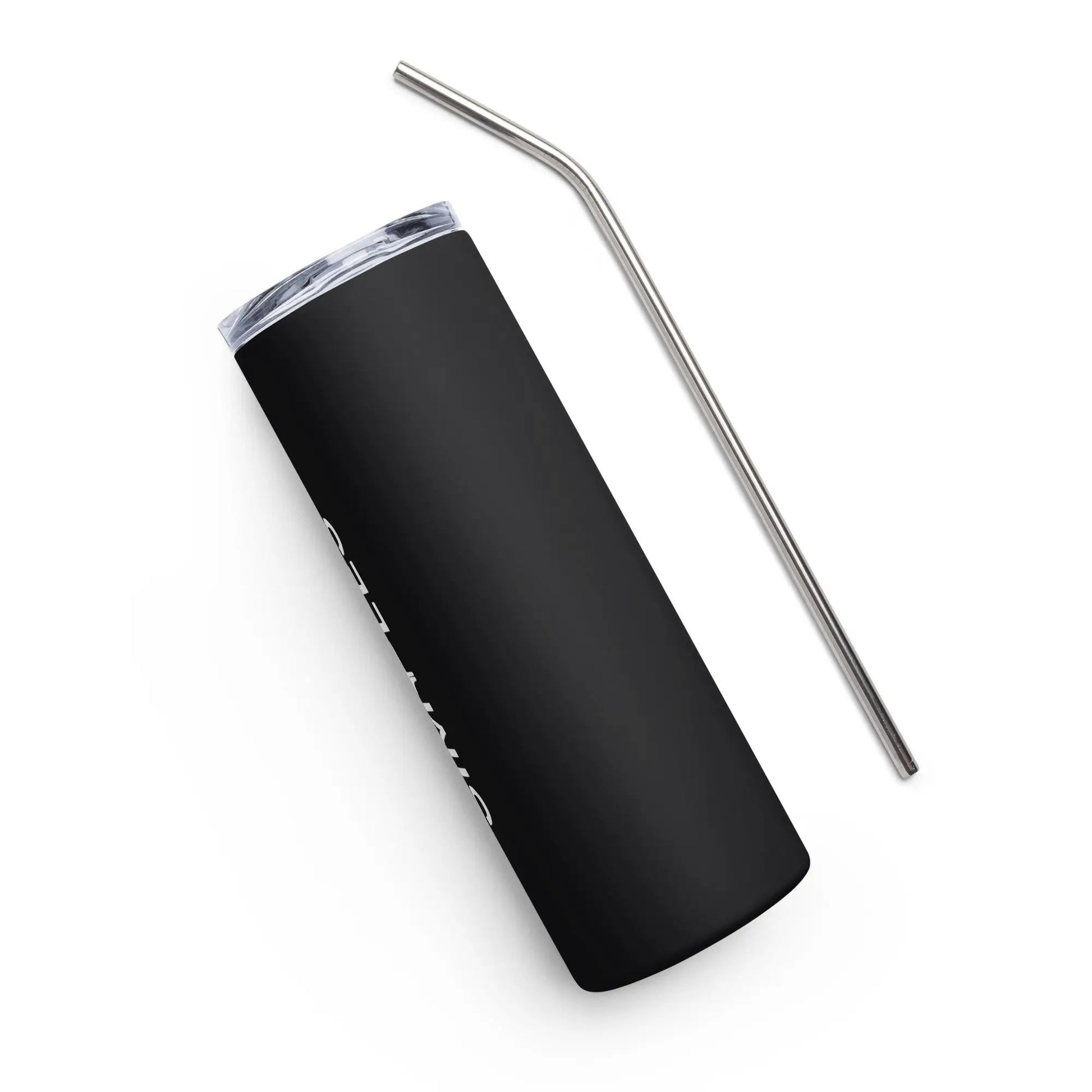 Stainless steel tumbler and metal straw by Simples Market, black matte finish