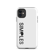 Tough Case for iPhone by Simples Market; white protective case with black camera cutout.
