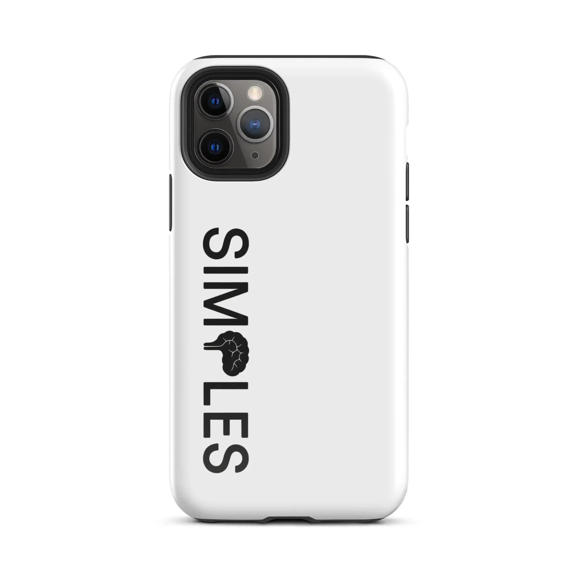 Tough Case for iPhone by Simples Market, white with black camera surround.