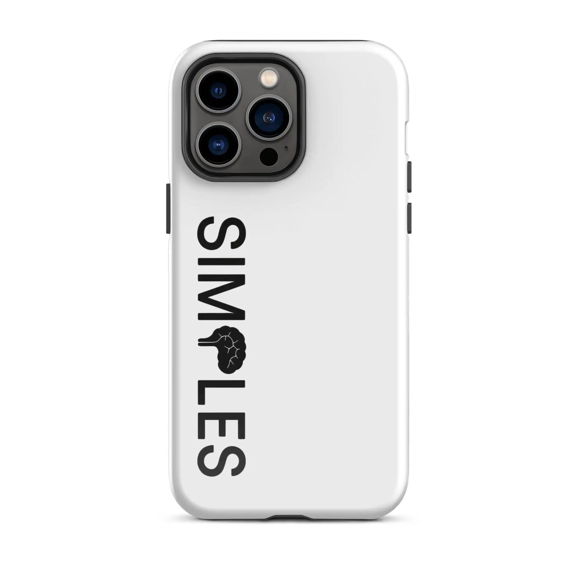 Tough Case for iPhone by Simples Market, white with black camera bezel.