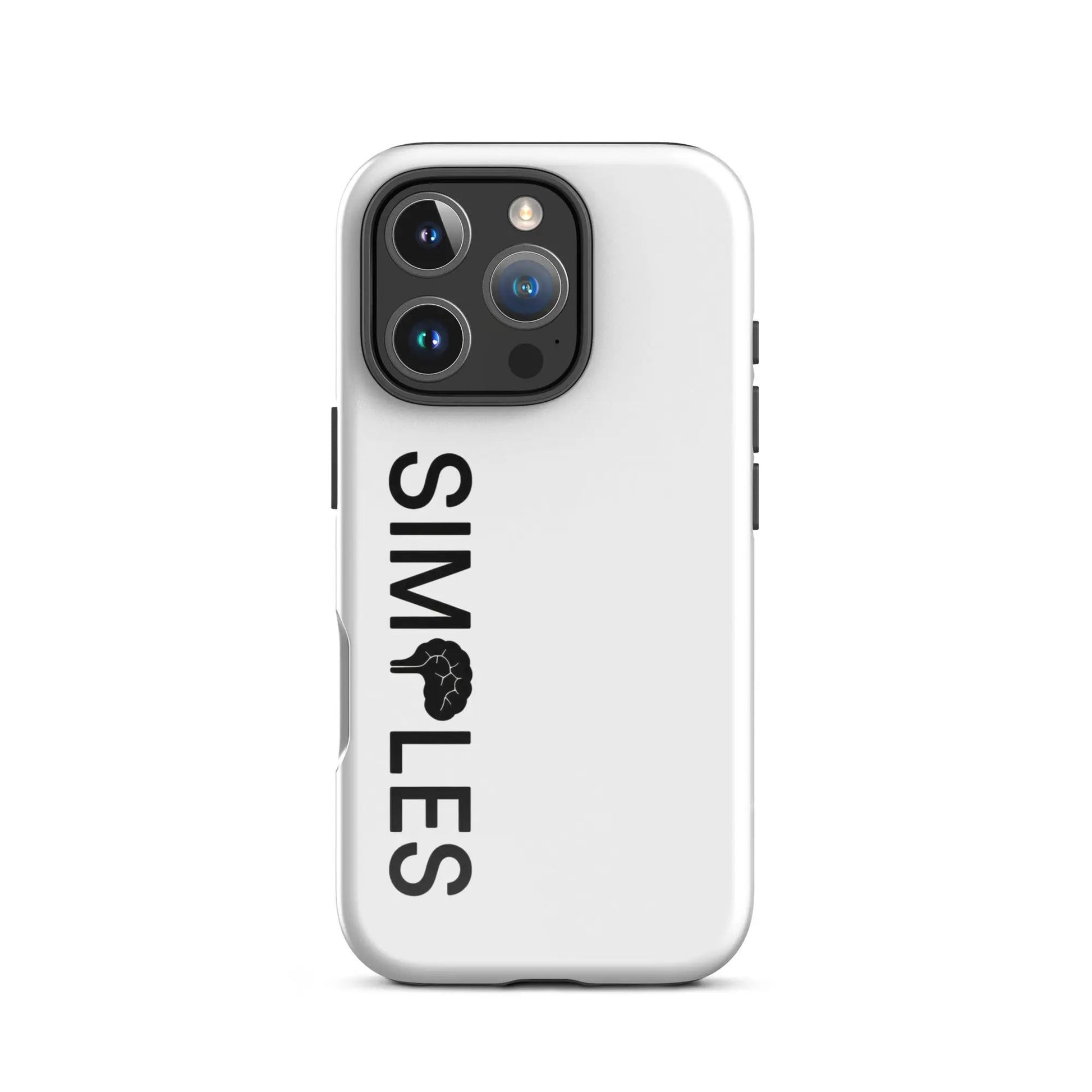 Tough Case for iPhone by Simples Market, white/silver with triple-lens camera cutout