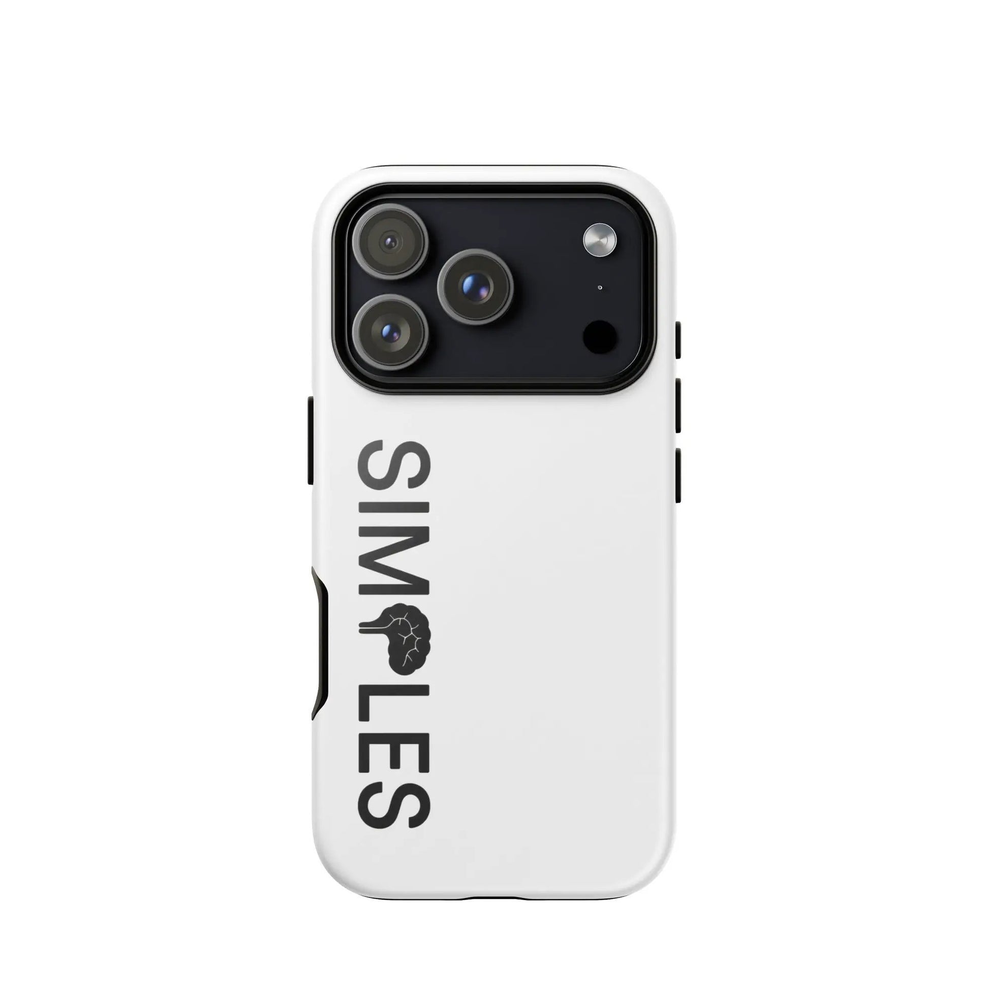 Tough Case for iPhone by Simples Market in white with black inner frame and camera cutout