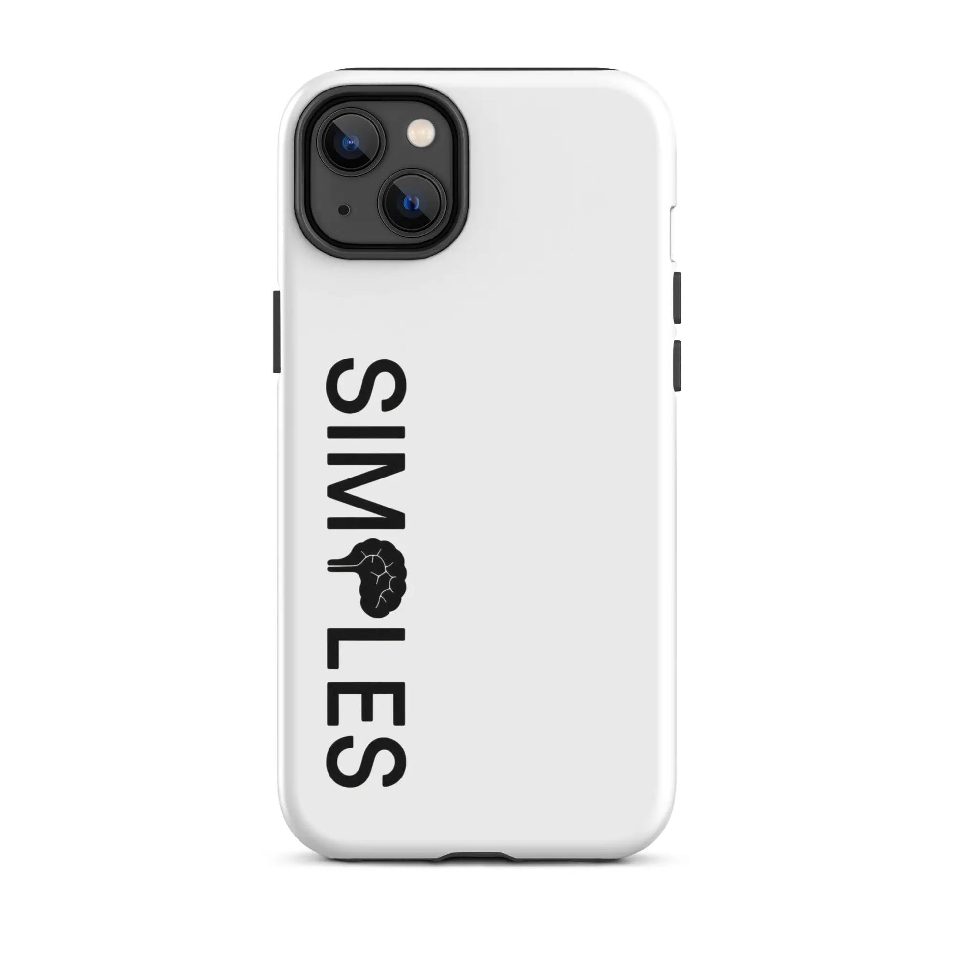 Tough case for iPhone in white with black camera bump protection.