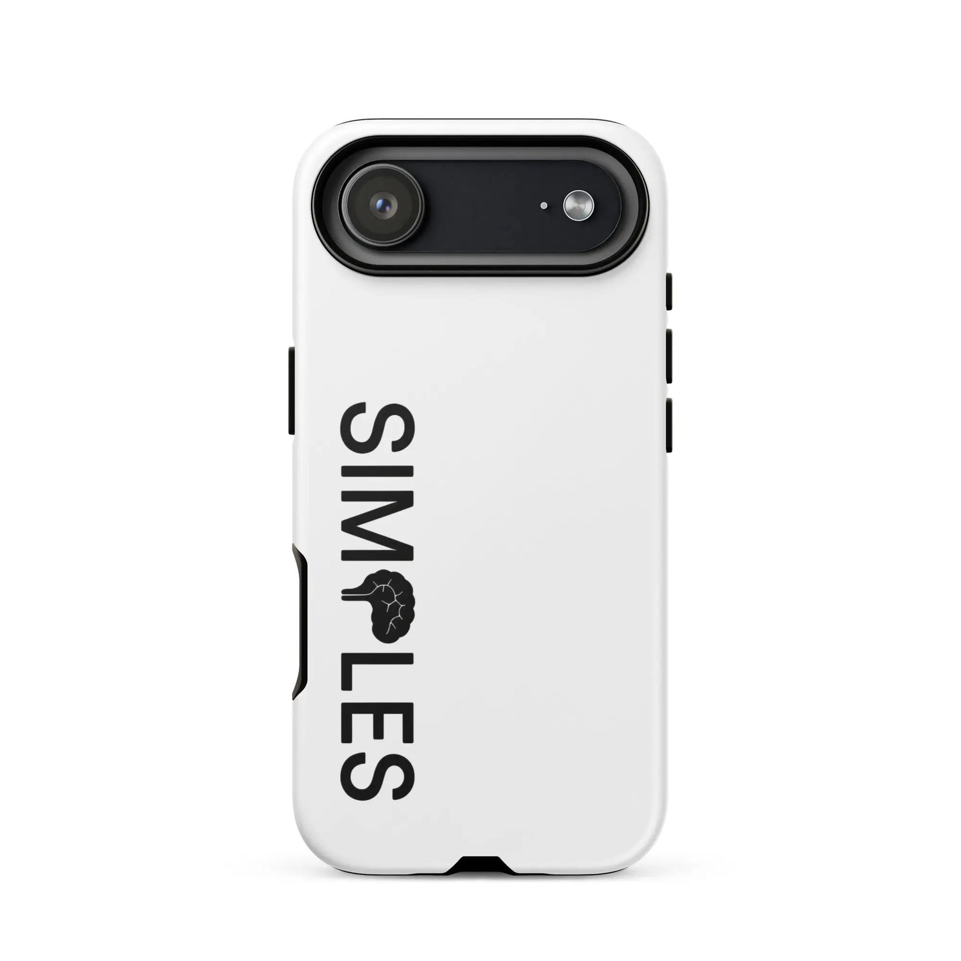 Tough Case for iPhone by Simples Market; white protective back with black camera housing