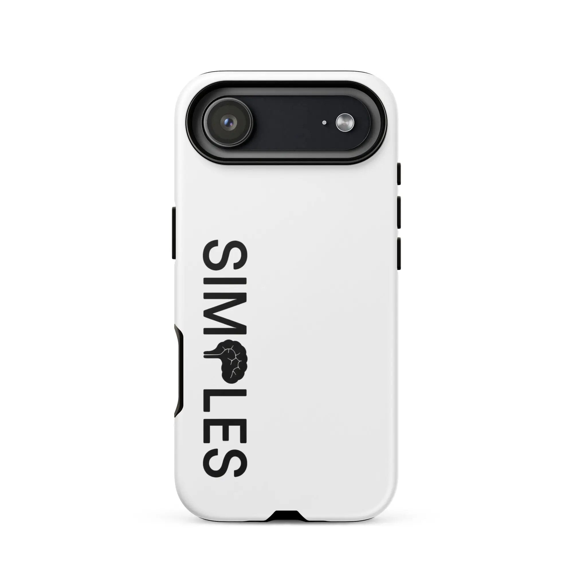 Tough Case for iPhone by Simples Market; white protective back with black camera housing
