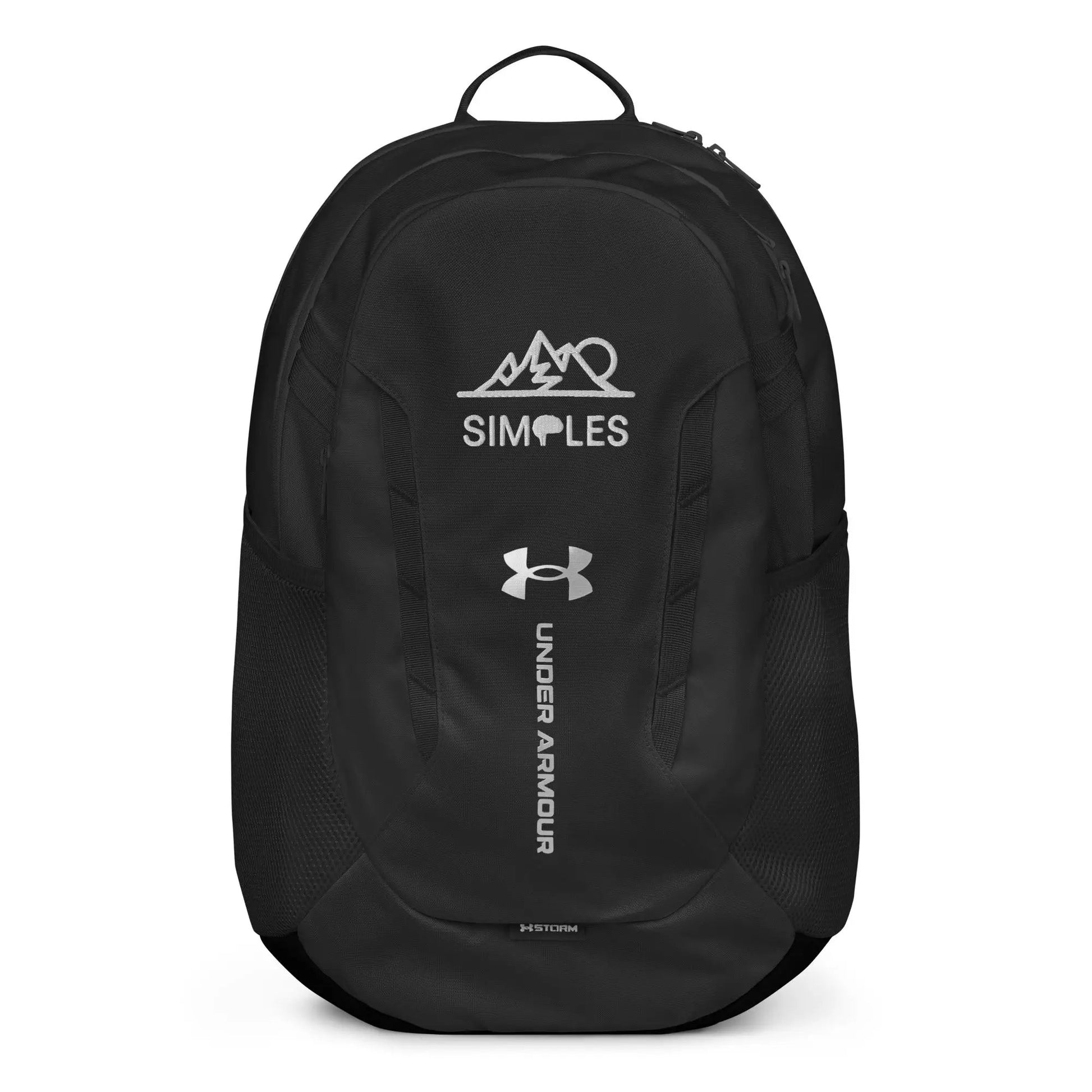 Under Armour backpack in black with front logo and top handle