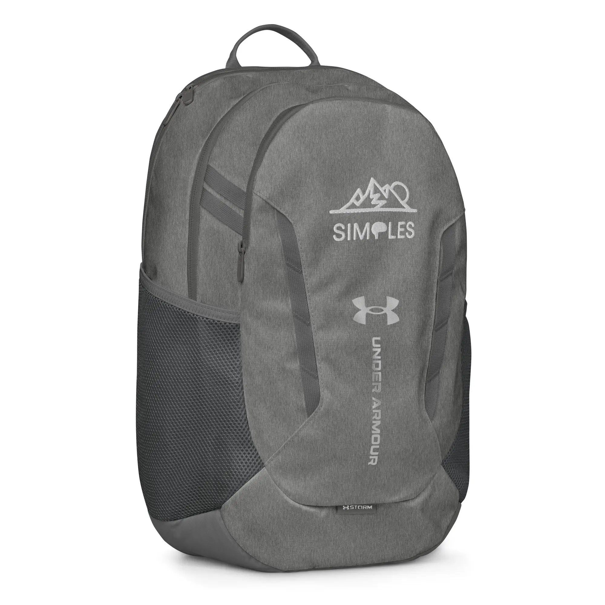 Under Armour backpack in gray fabric with front logo and mesh side pocket